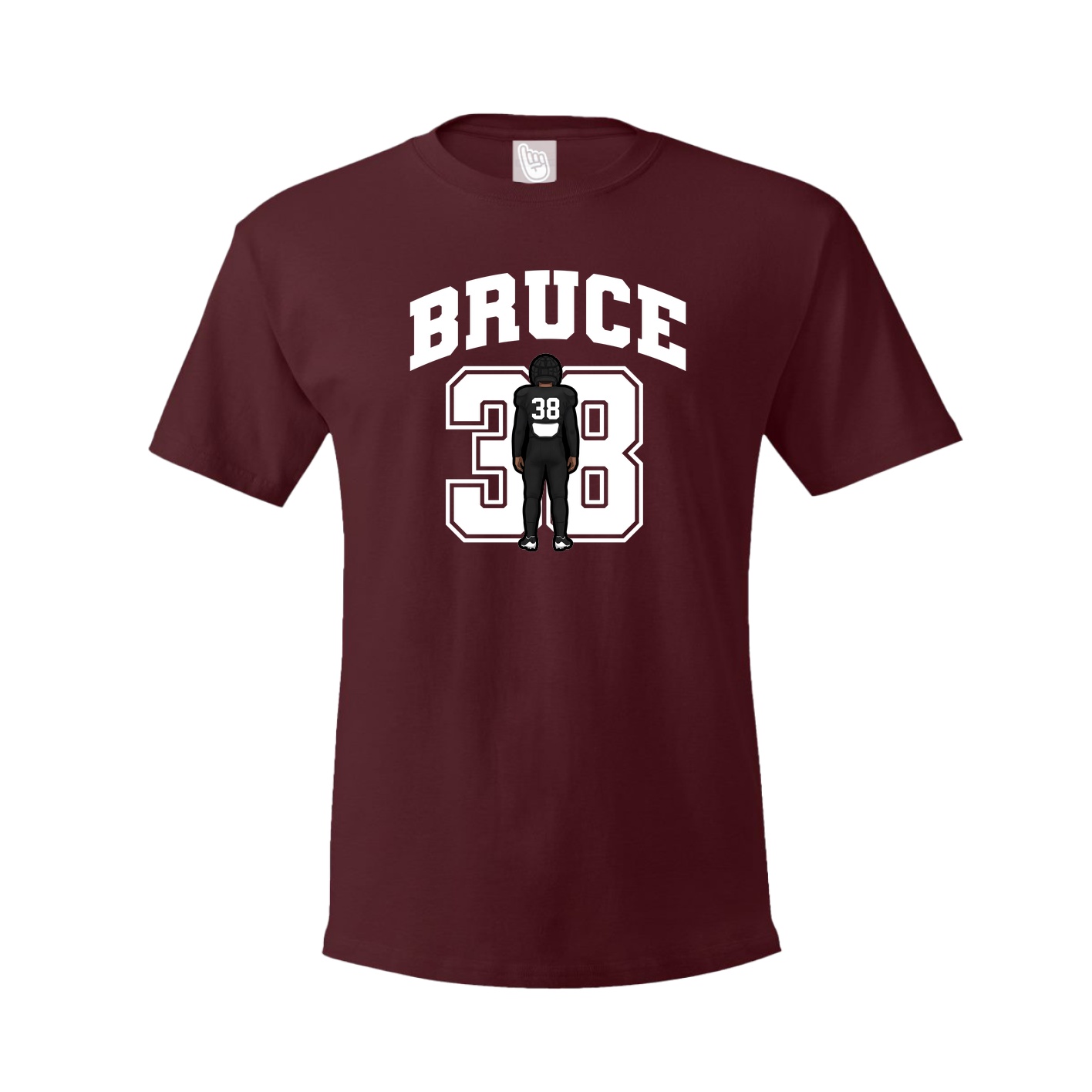 Youth Tee — Number in Maroon