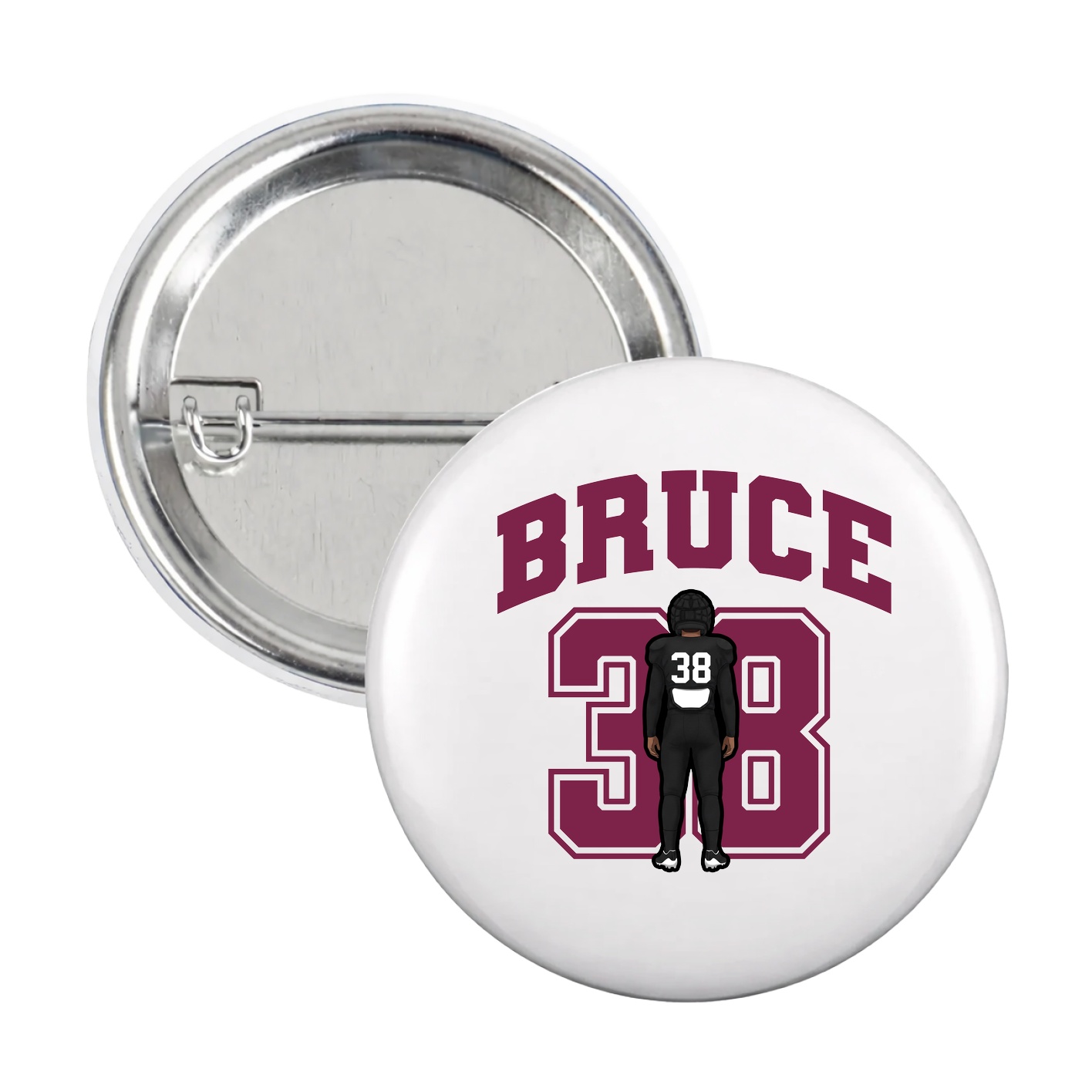 Game Day Button — Number in White