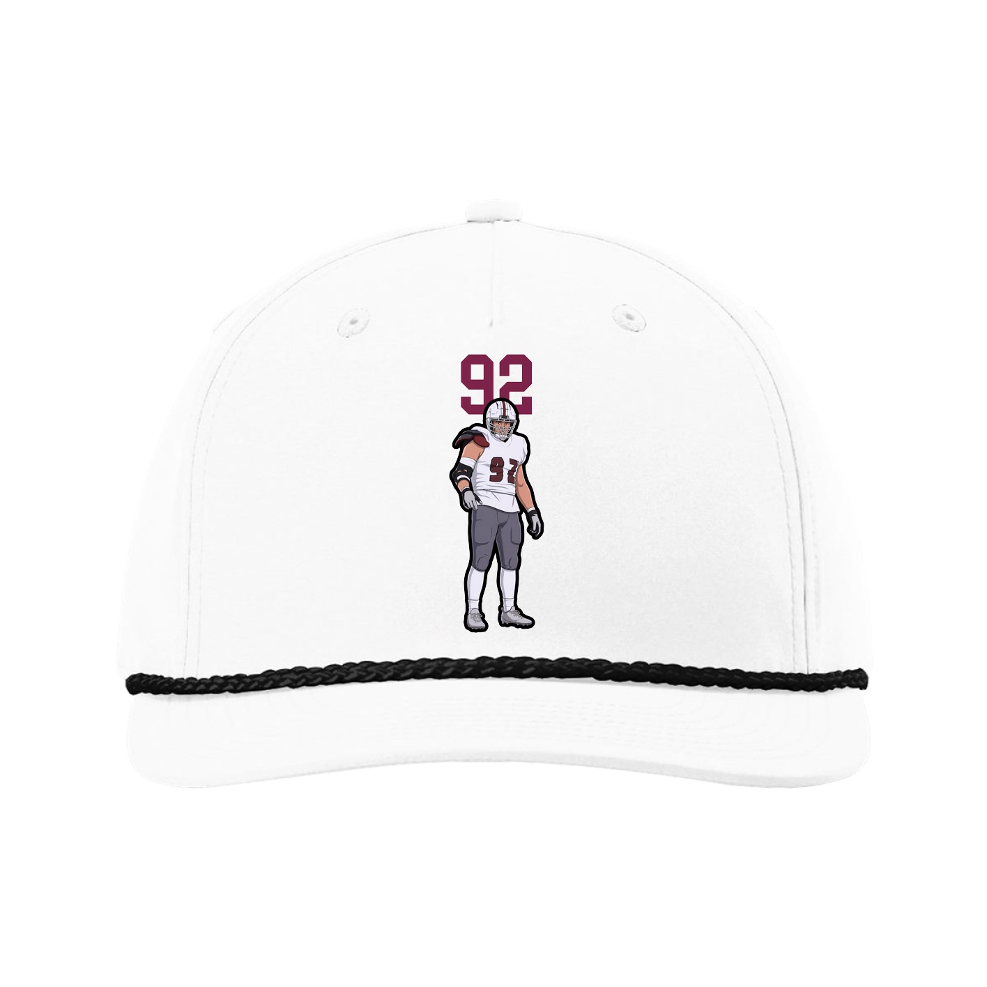 Five-Panel Classic Rope Cap — Number Top in White