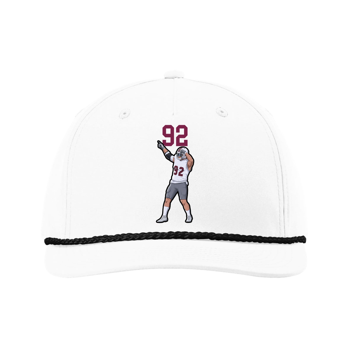 Five-Panel Classic Rope Cap — Number Top in White