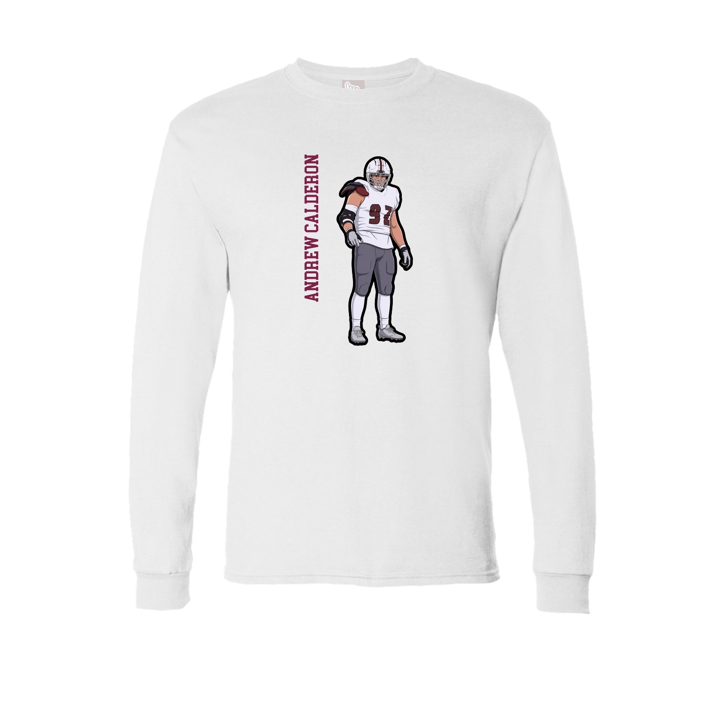 Long Sleeve Tee — Name Vertical in White