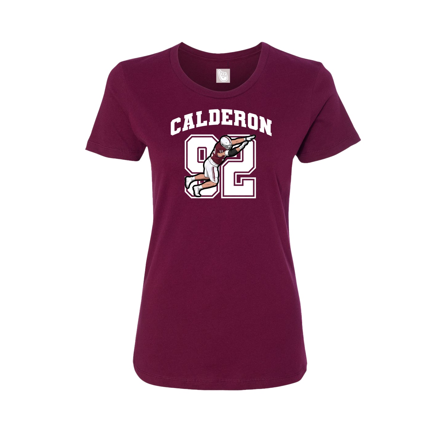 Fitted Women's Tee — Number in Maroon