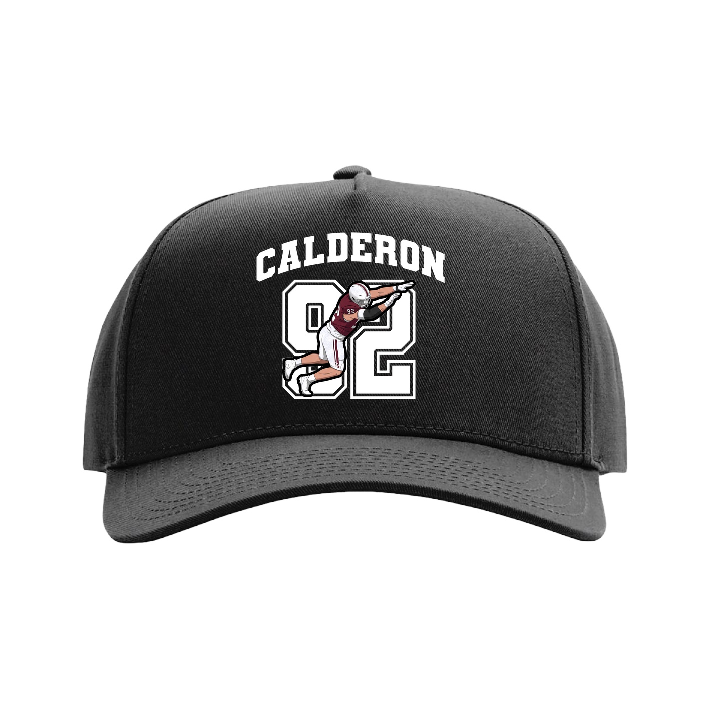 Full Fabric Five-Panel Champ Cap — Number in Black