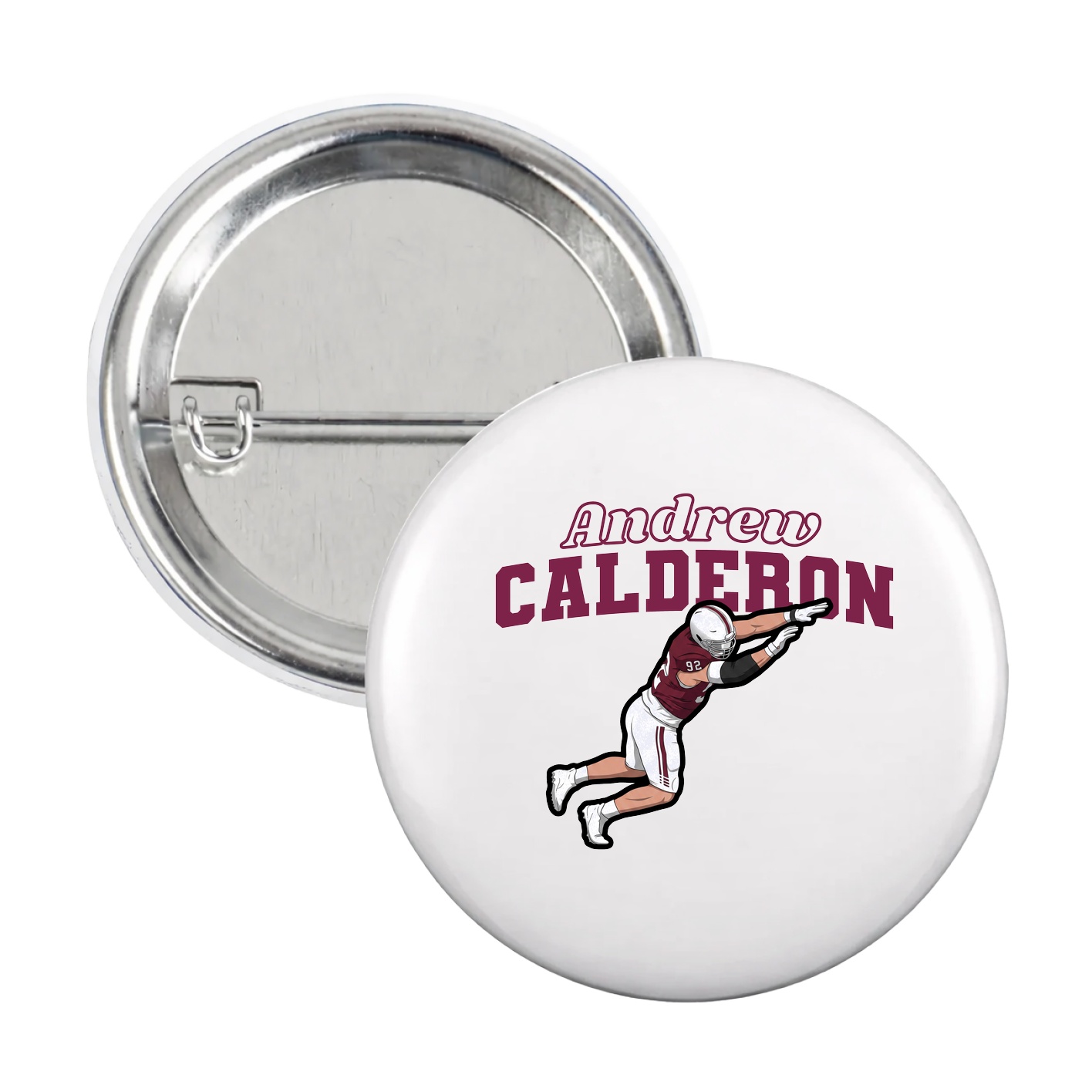 Game Day Button — Name Arch in White