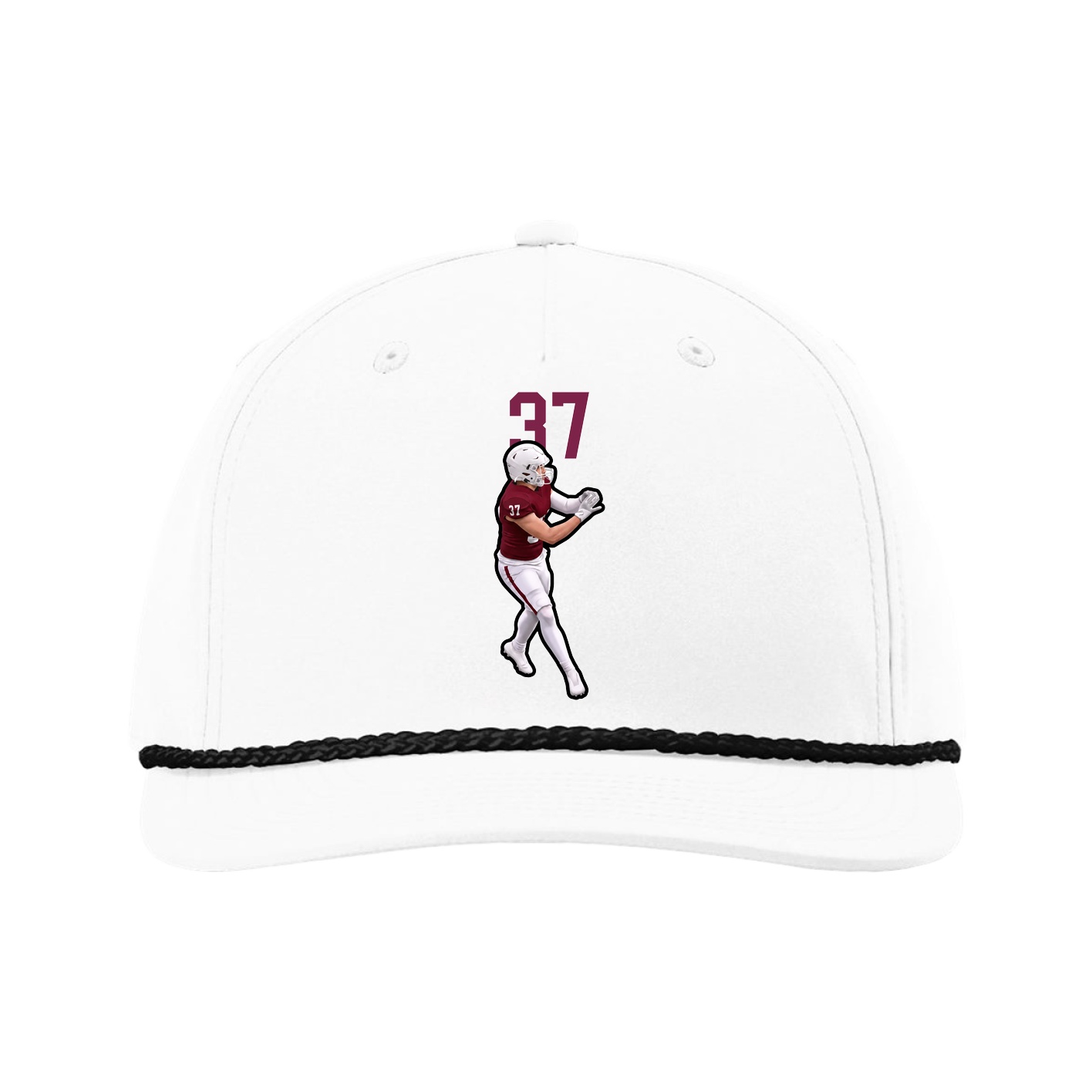 Five-Panel Classic Rope Cap — Number Top in White