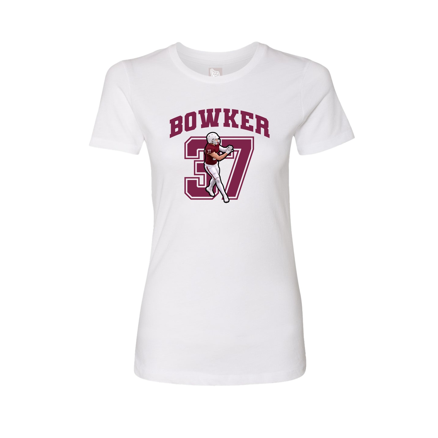 Fitted Women's Tee — Number in White