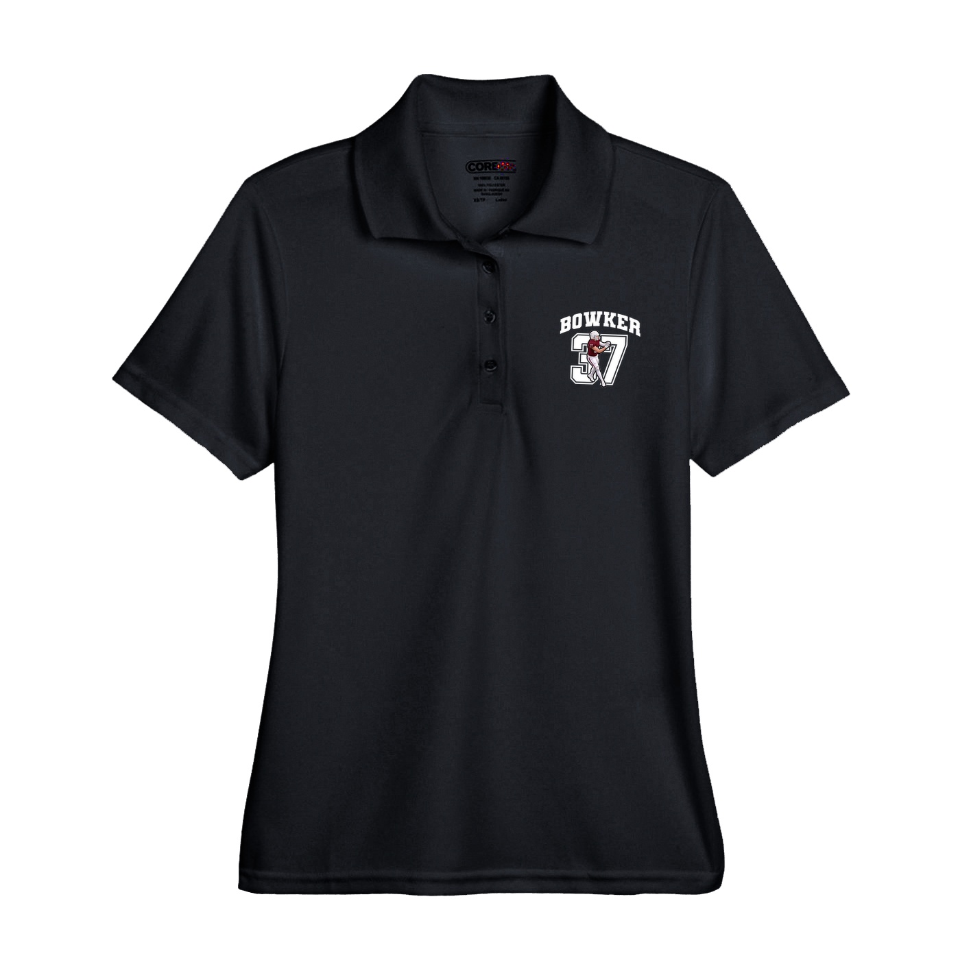 Womens Performance Polo — Number in Black