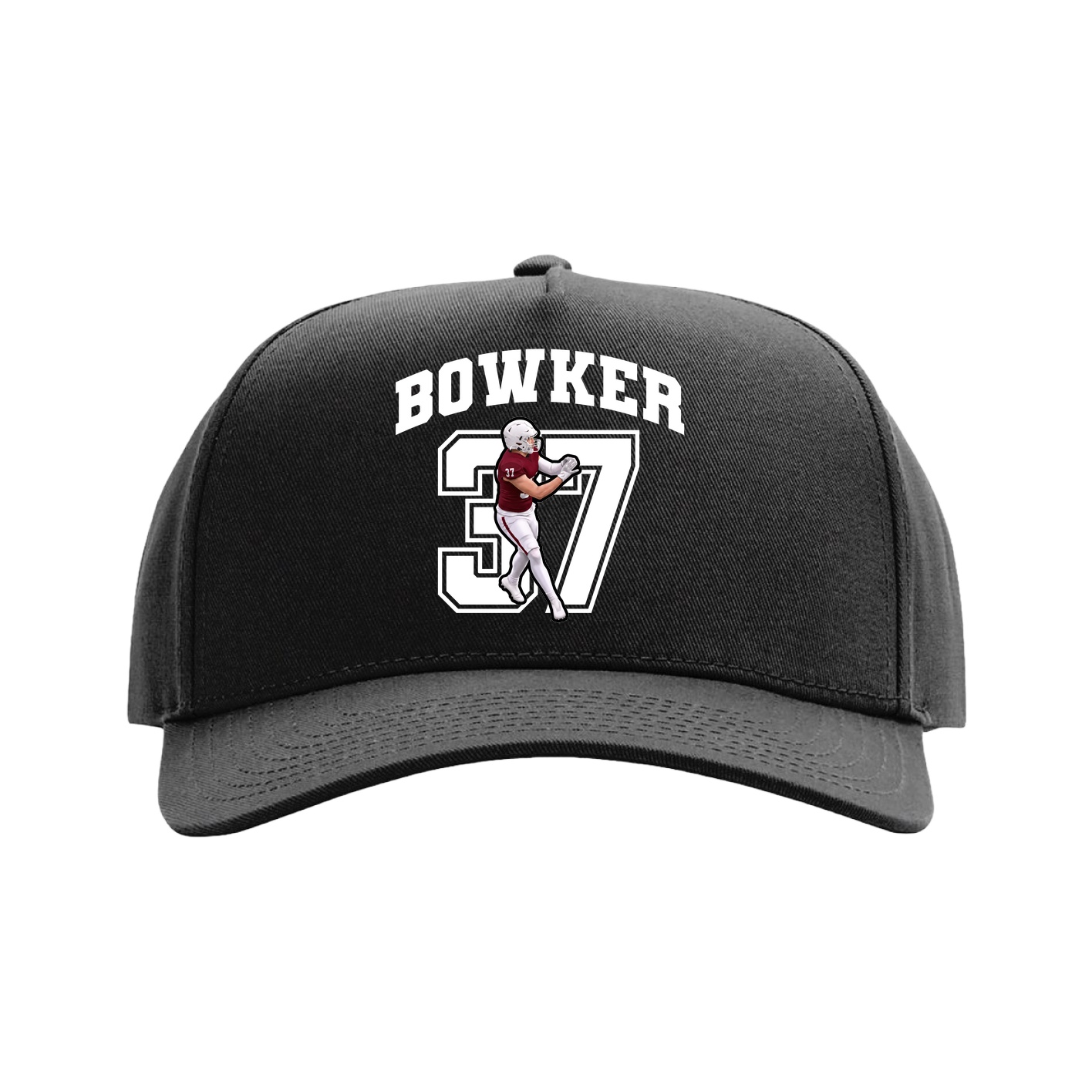 Full Fabric Five-Panel Champ Cap — Number in Black