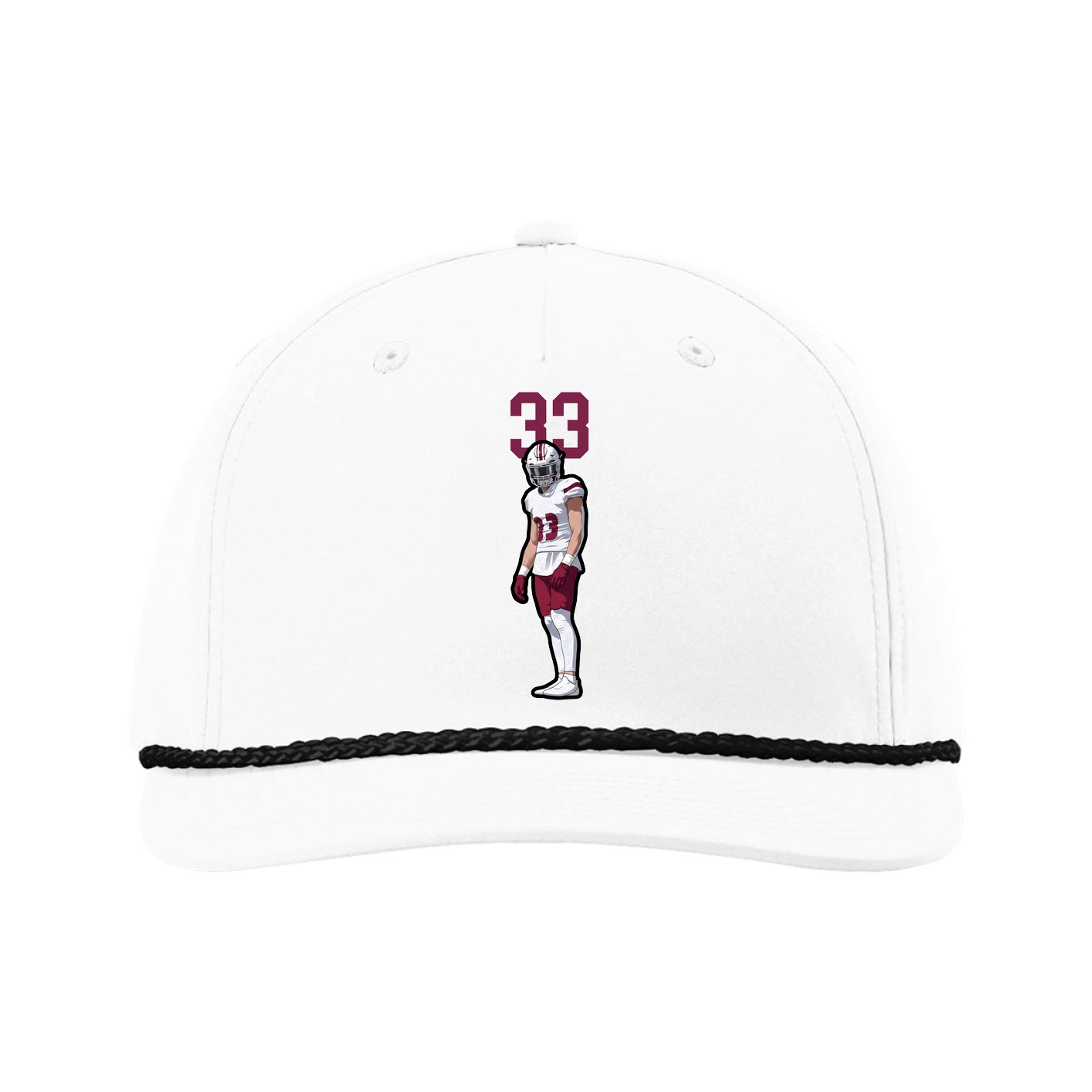 Five-Panel Classic Rope Cap — Number Top in White