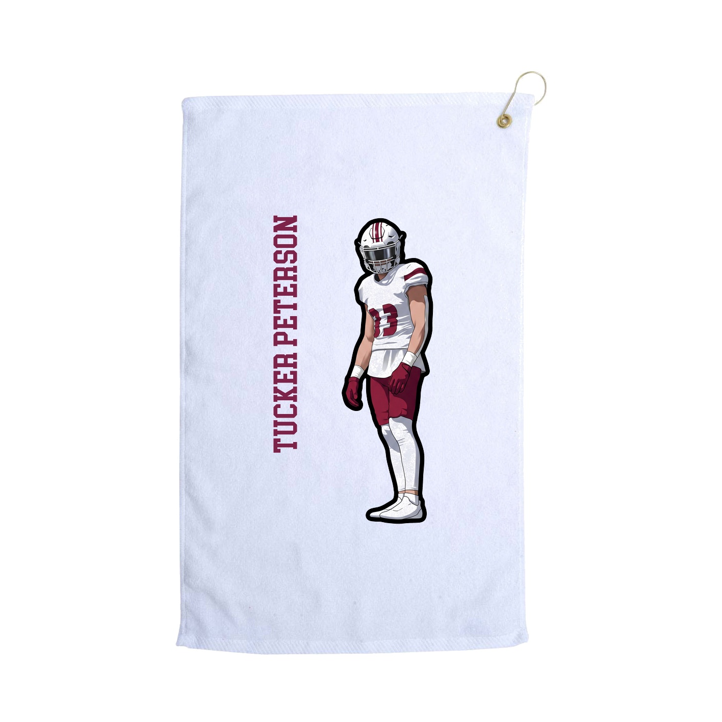 Golf Towel — Name Vertical in White