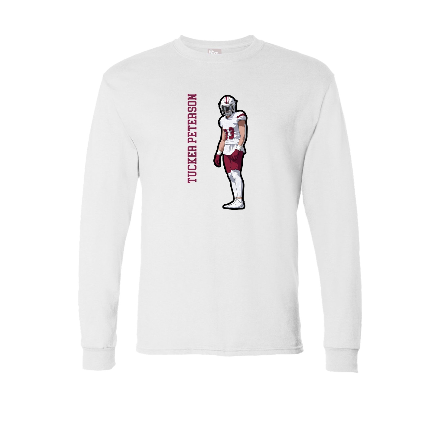 Long Sleeve Tee — Name Vertical in White