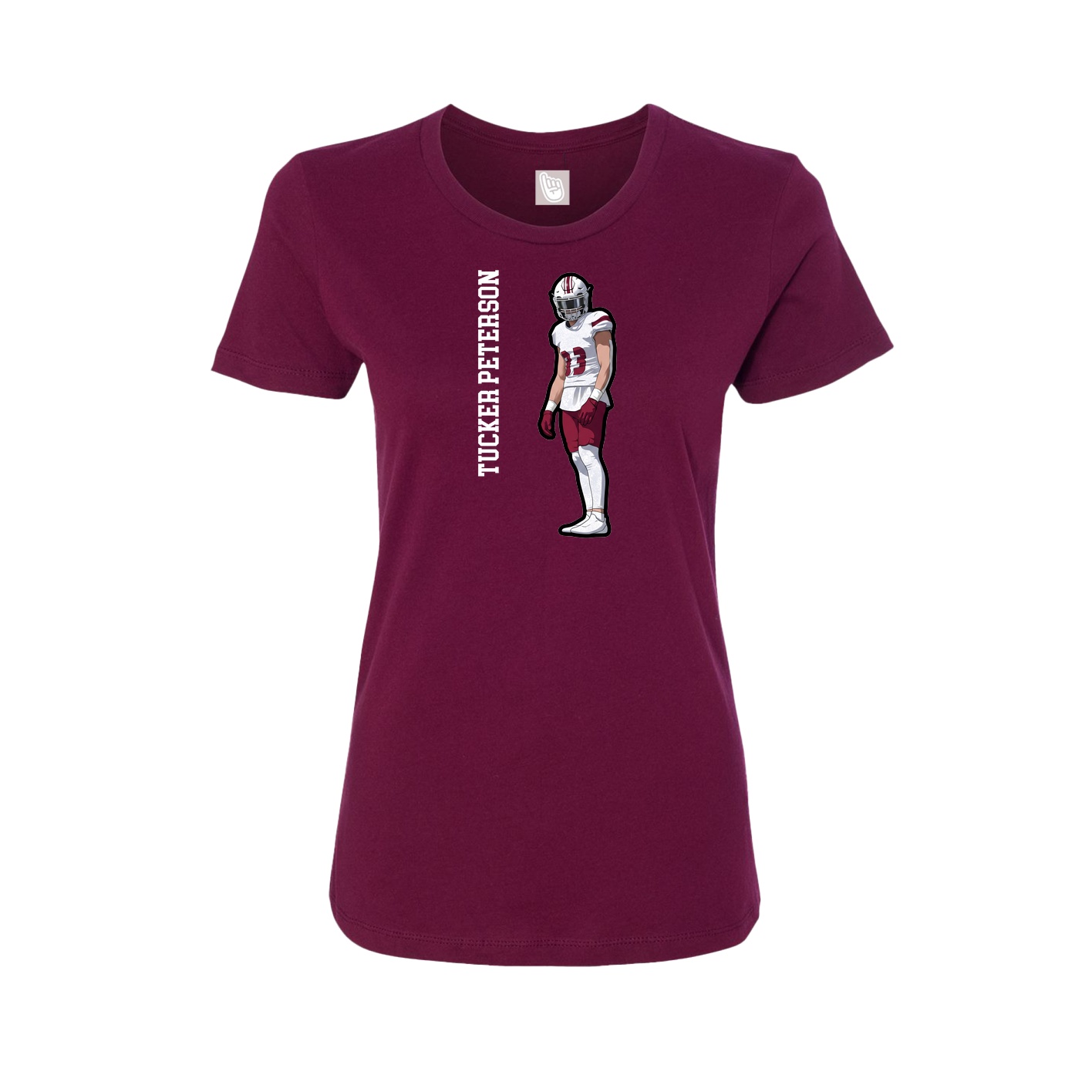 Fitted Women's Tee — Name Vertical in Maroon