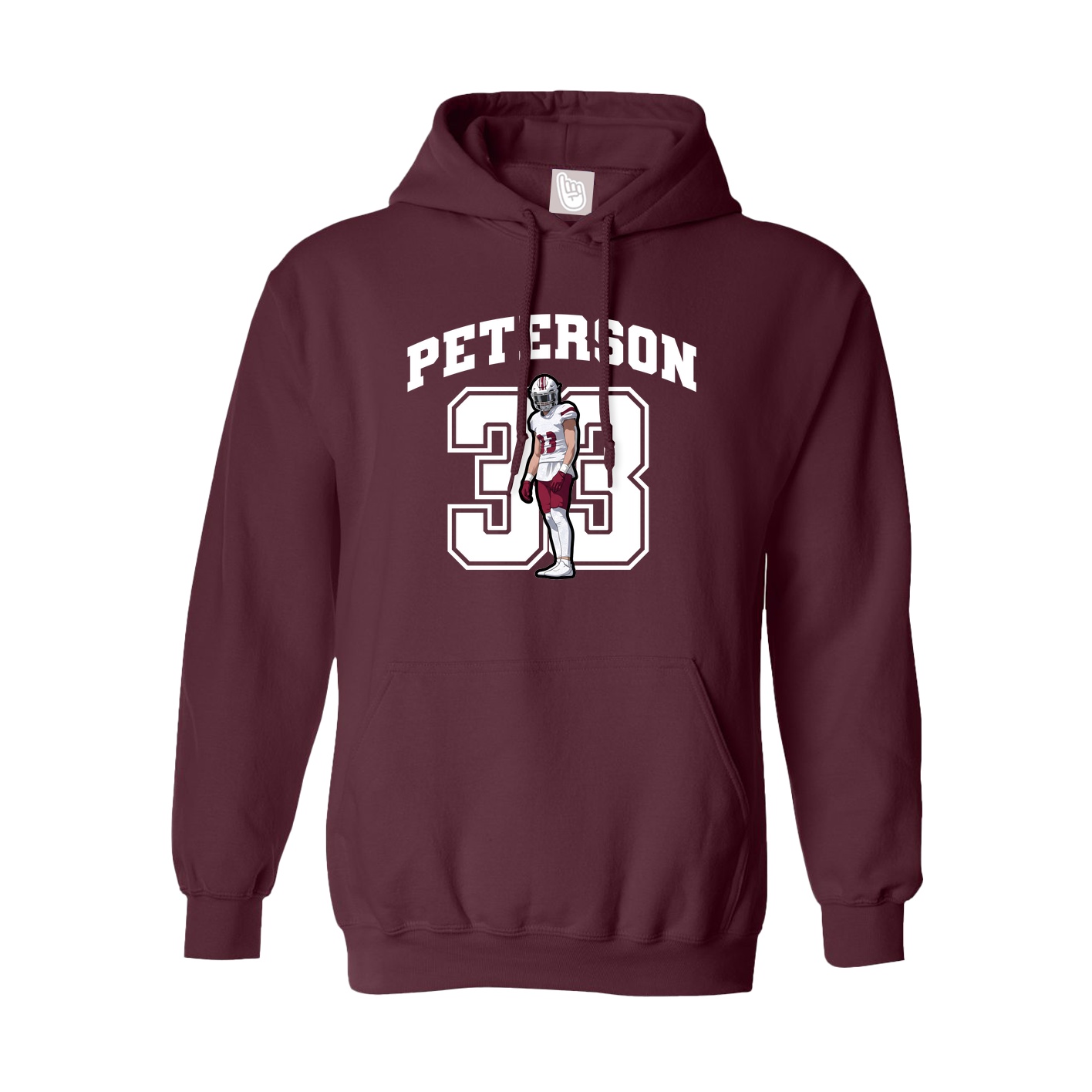 Hoodie — Number in Maroon