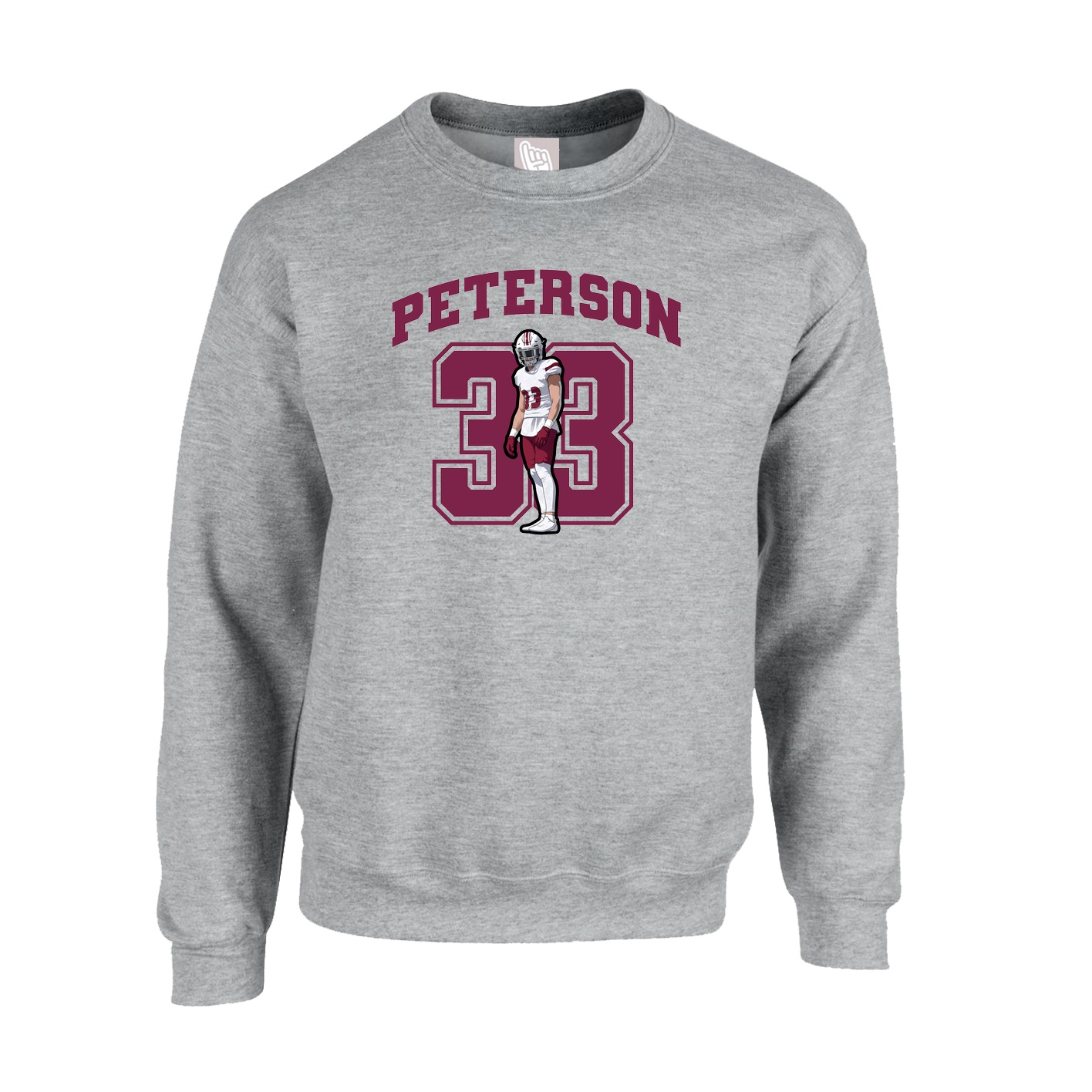Fleece Crew — Number in Grey