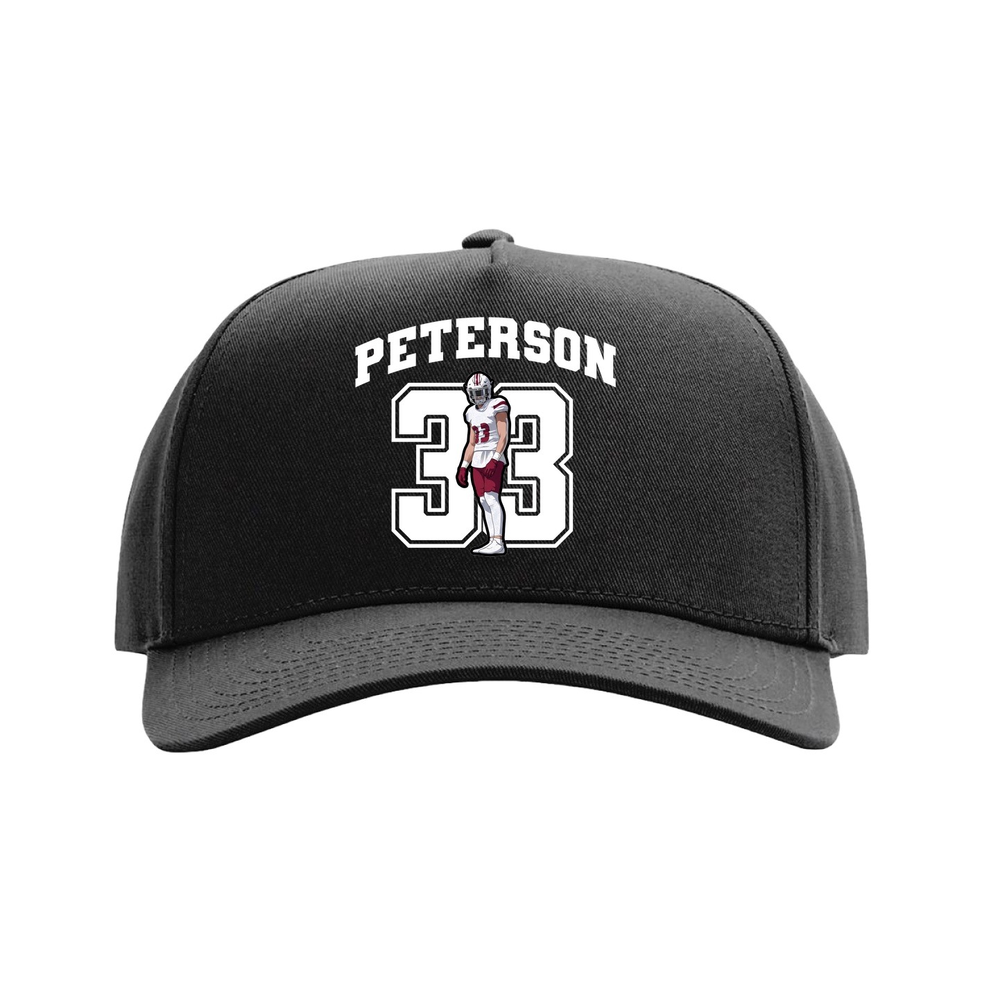 Full Fabric Five-Panel Champ Cap — Number in Black