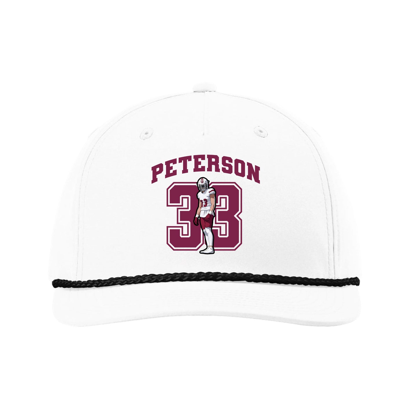 Five-Panel Classic Rope Cap — Number in White