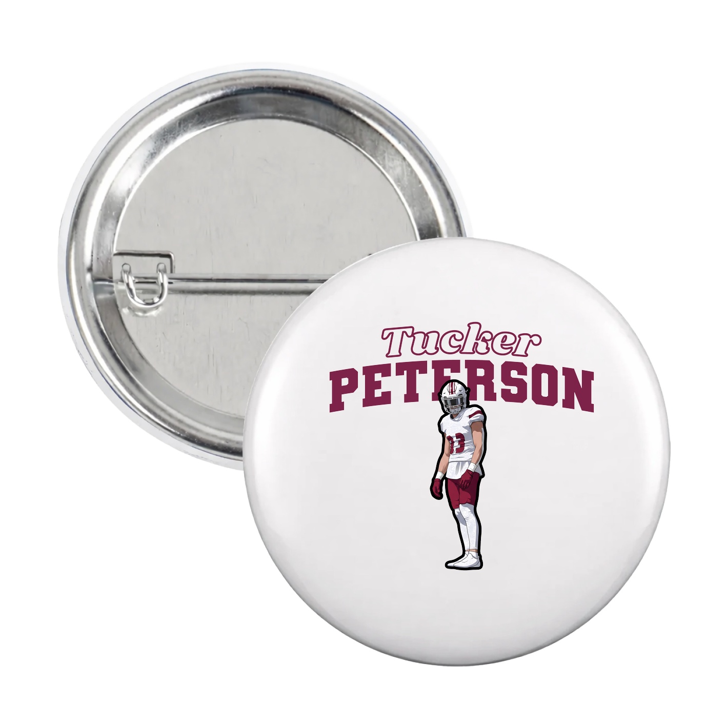 Game Day Button — Name Arch in White