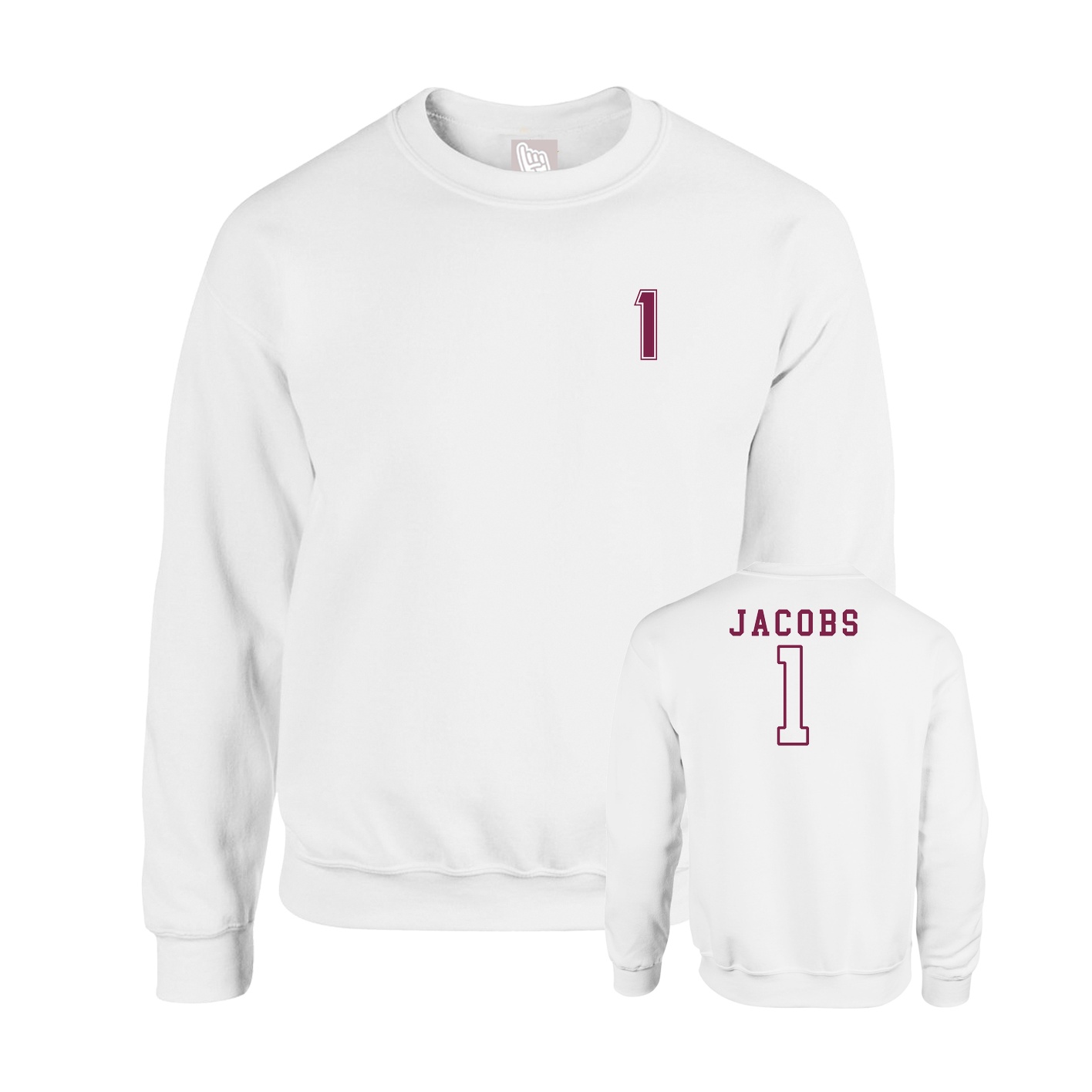 Fleece Crew — Chest Back in White