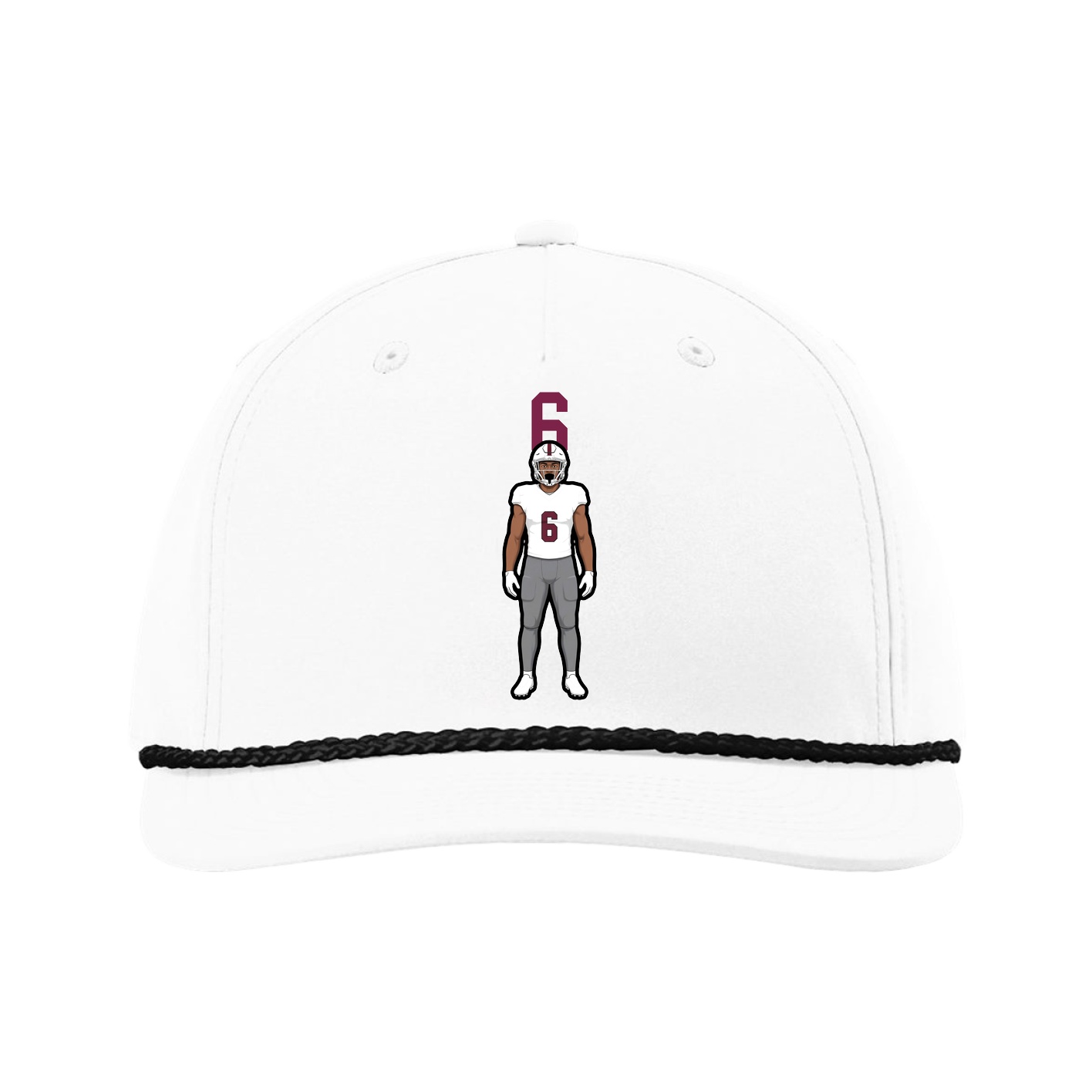 Five-Panel Classic Rope Cap — Number Top in White
