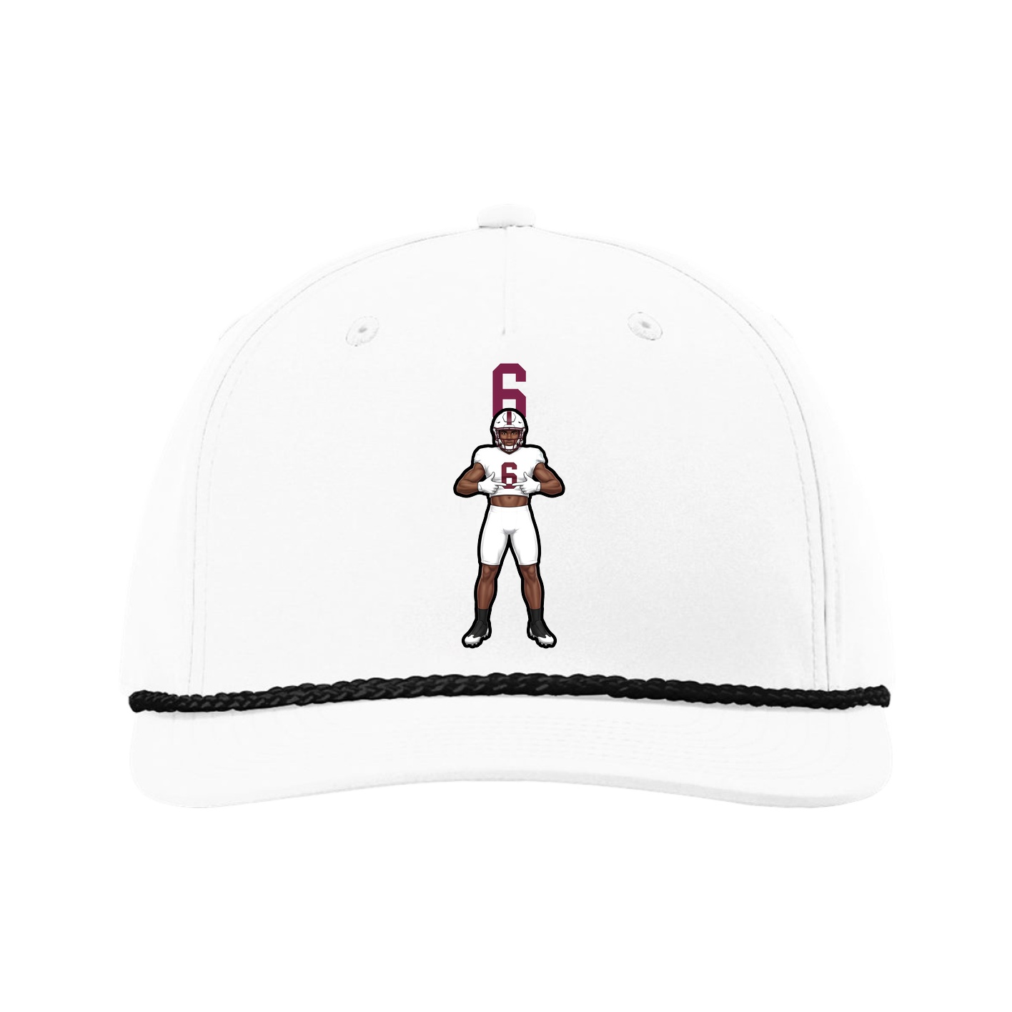 Five-Panel Classic Rope Cap — Number Top in White