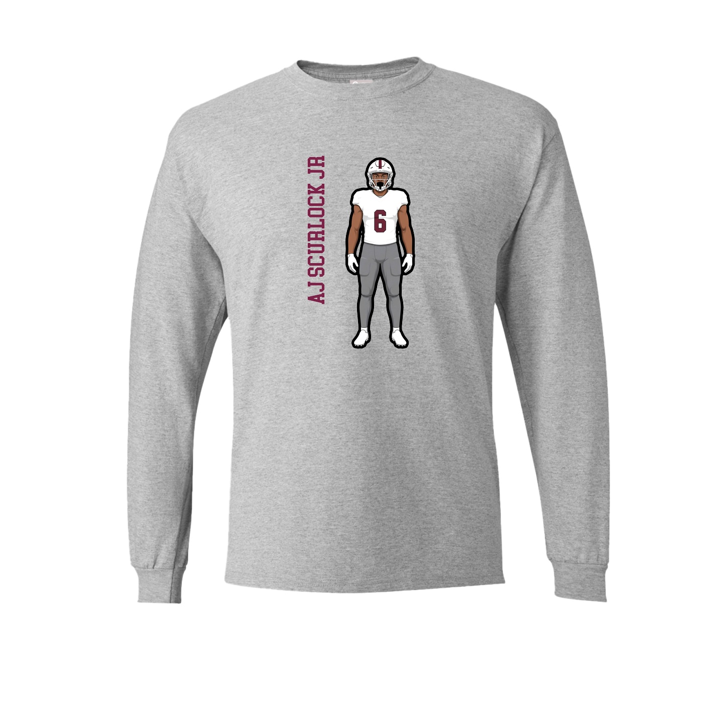 Long Sleeve Tee — Name Vertical in Grey