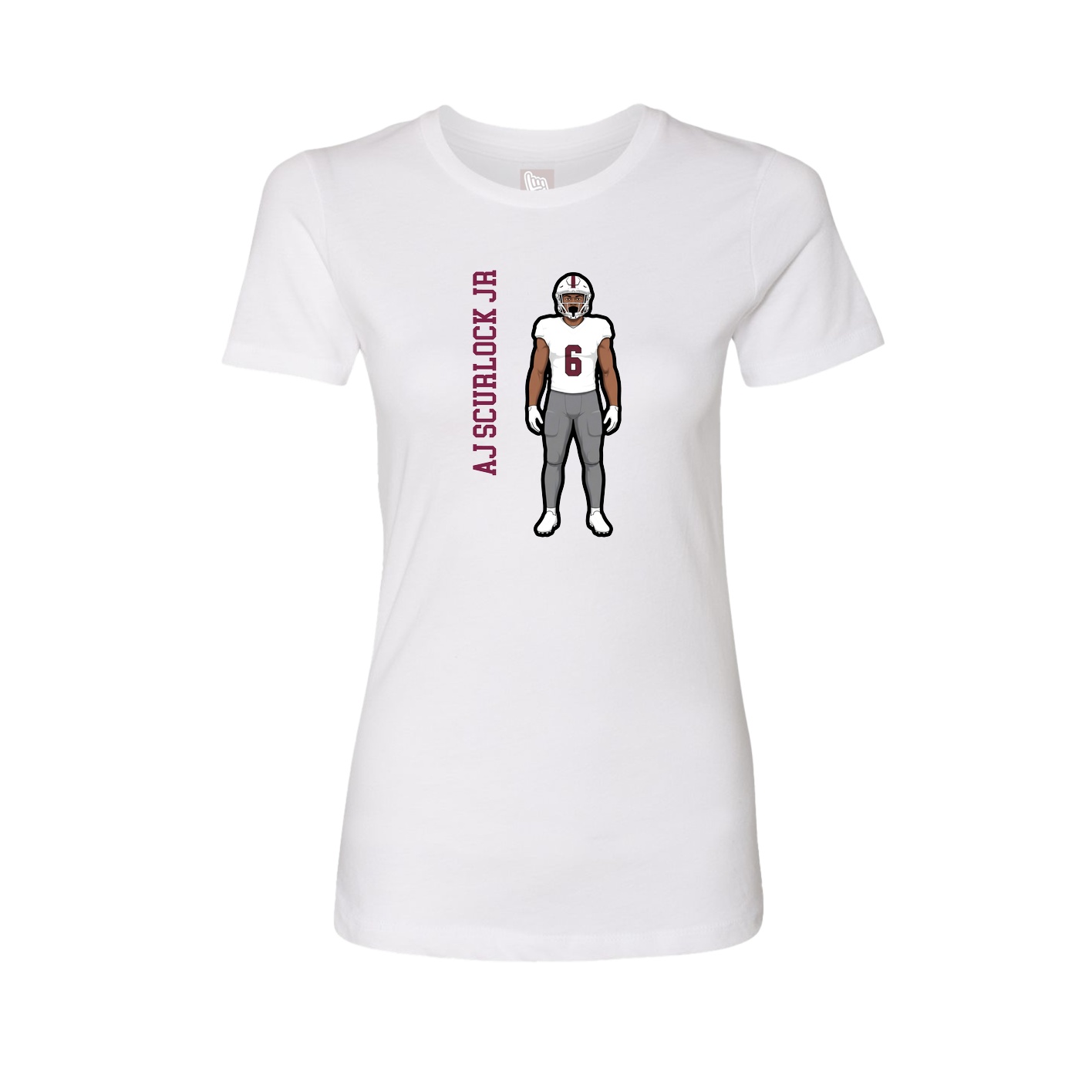 Fitted Women's Tee — Name Vertical in White