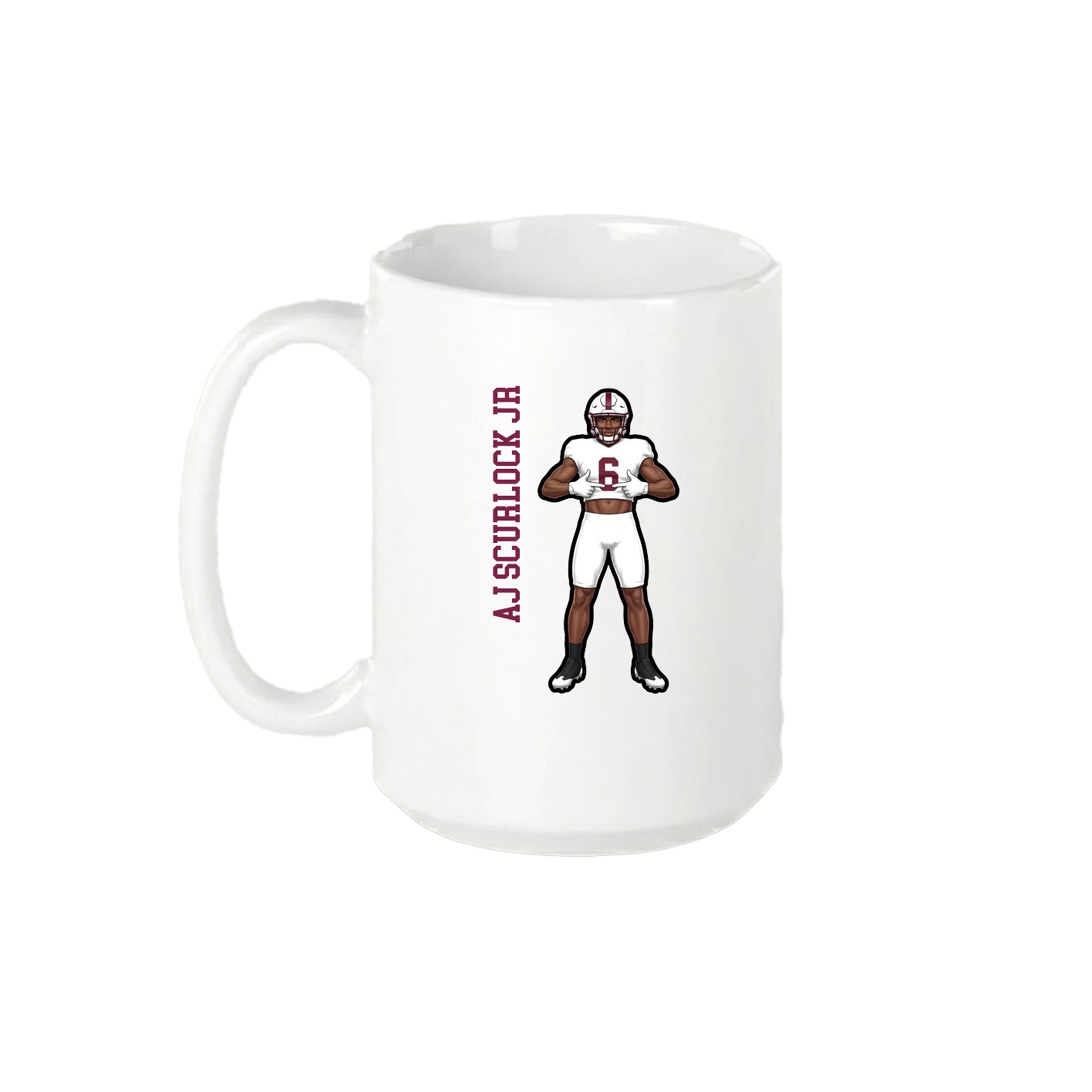 15oz Coffee Mug — Name Vertical in White