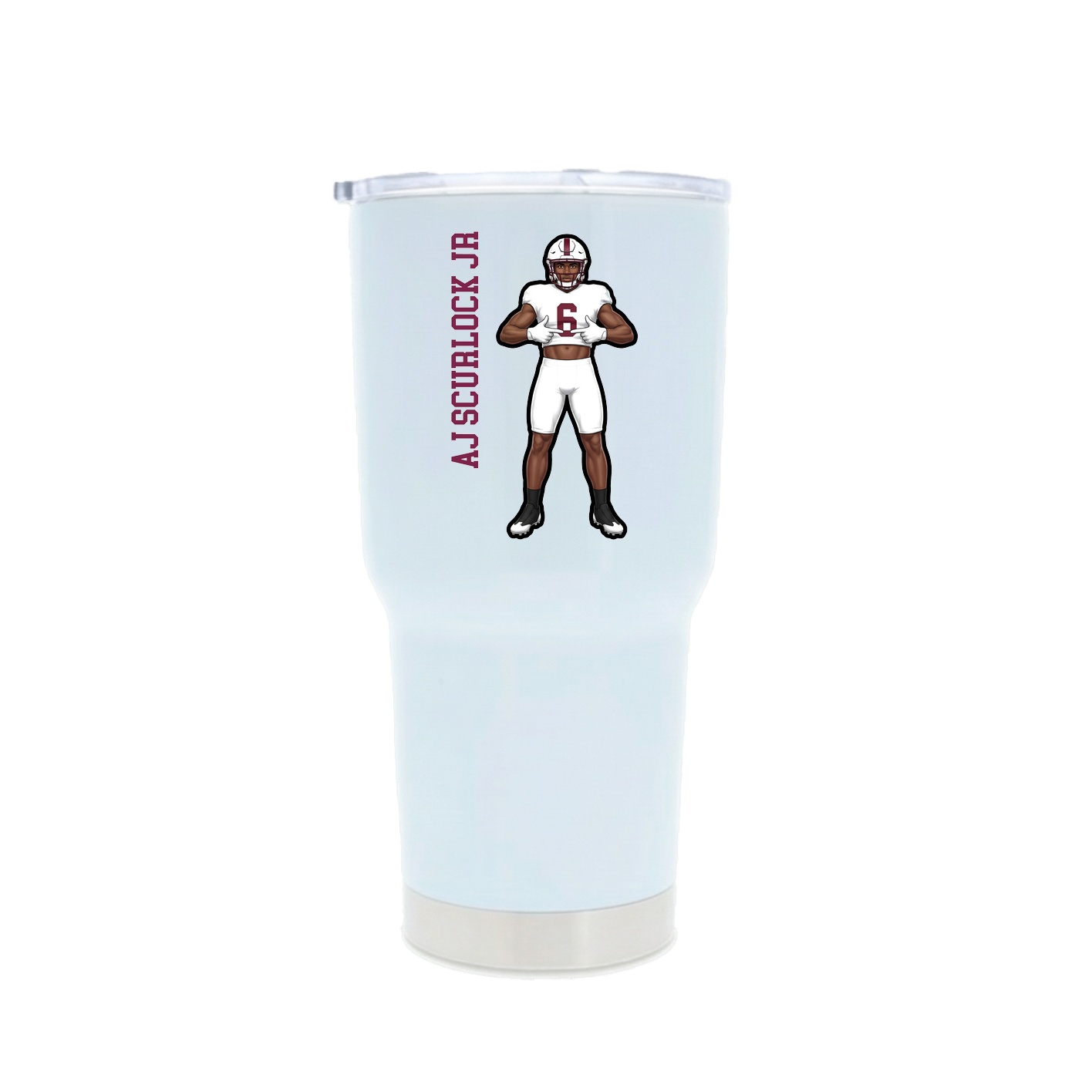 30oz Stainless Steel Tumbler — Name Vertical in White