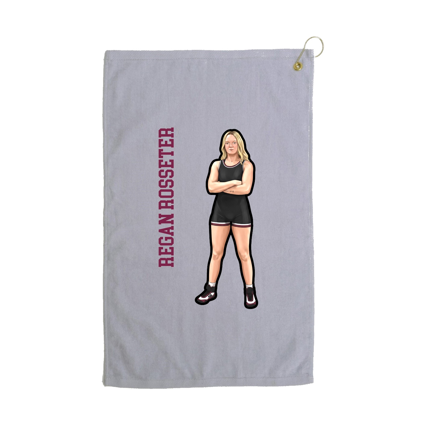 Golf Towel — Name Vertical in Grey