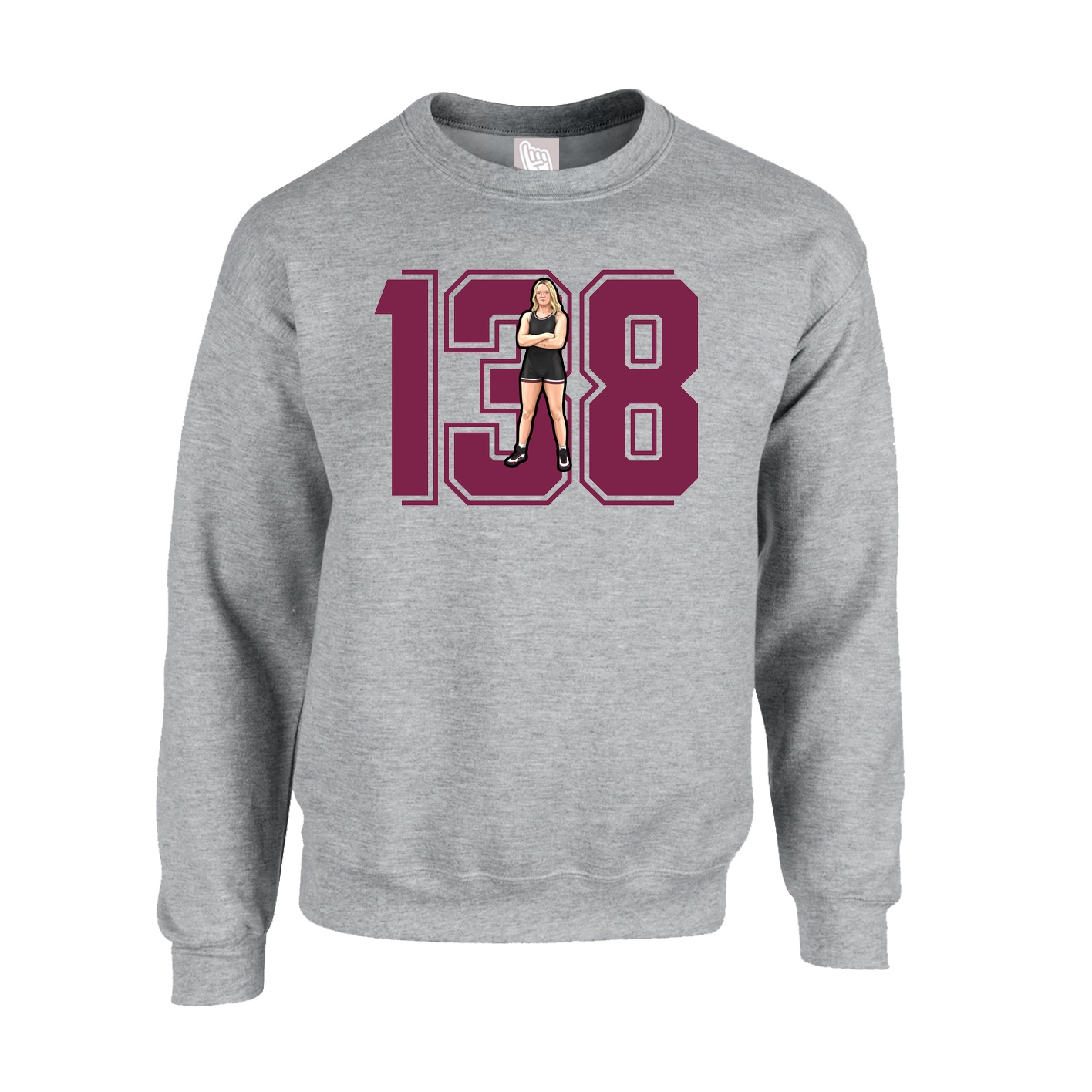 Fleece Crew — Number in Grey
