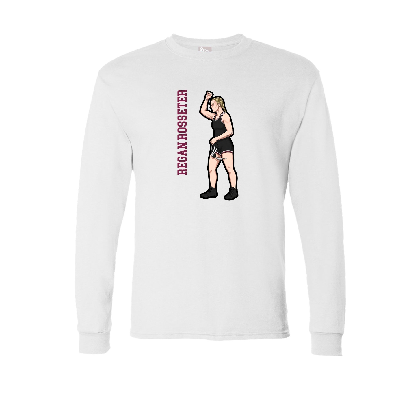 Long Sleeve Tee — Name Vertical in White