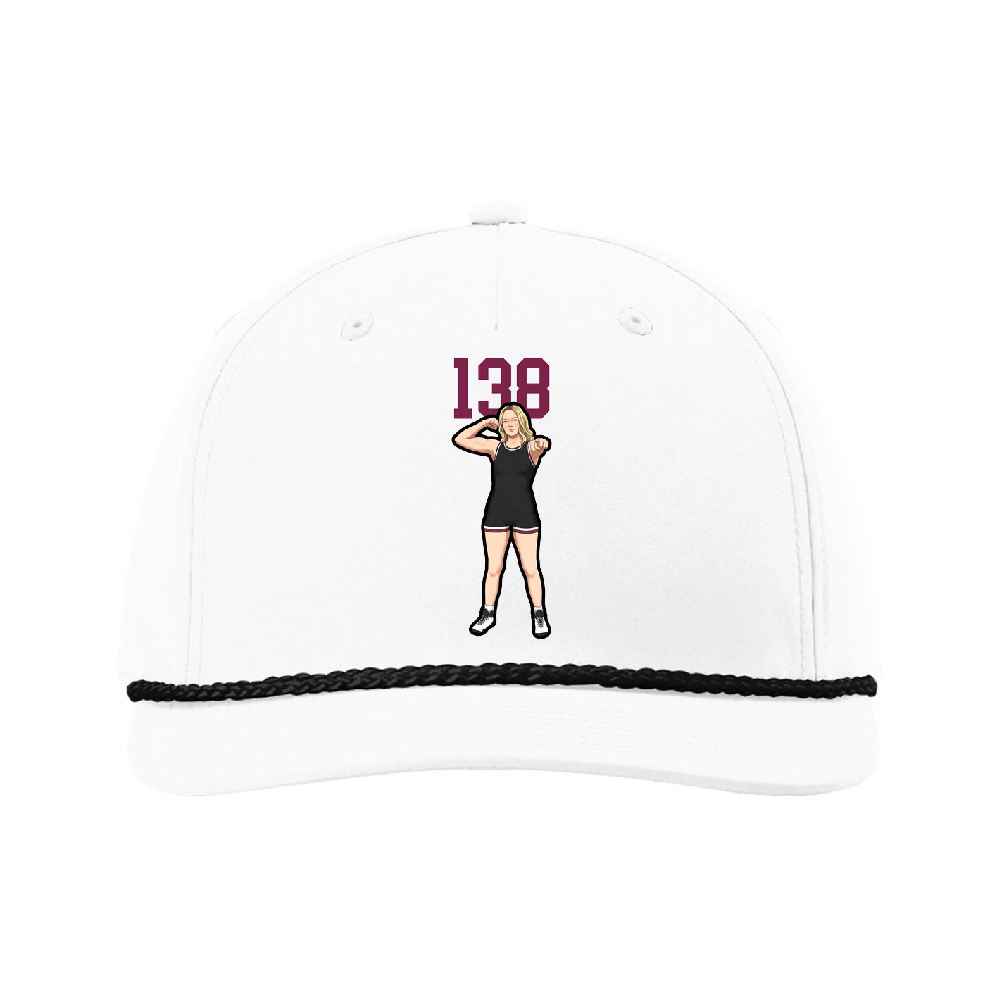 Five-Panel Classic Rope Cap — Number Top in White