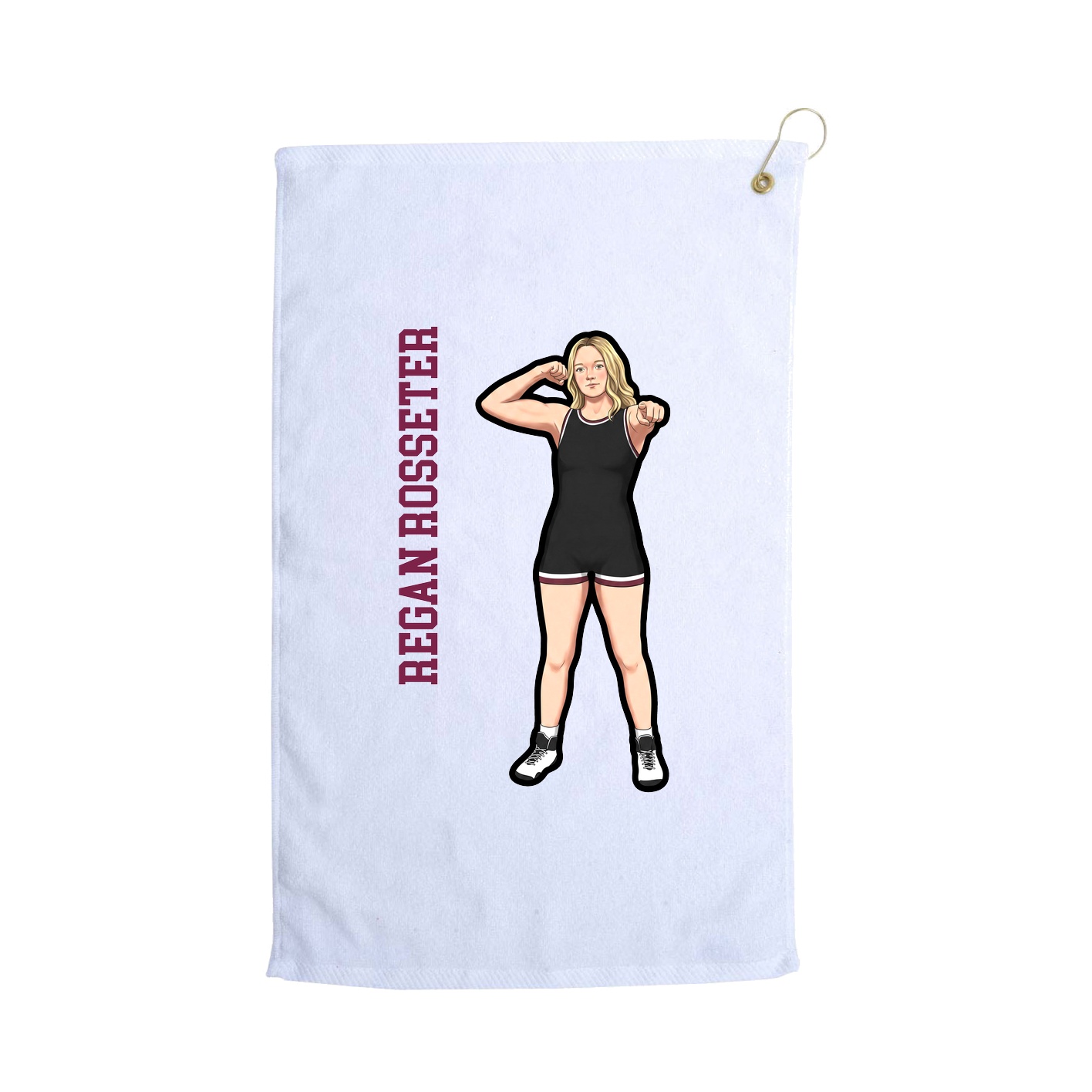 Golf Towel — Name Vertical in White