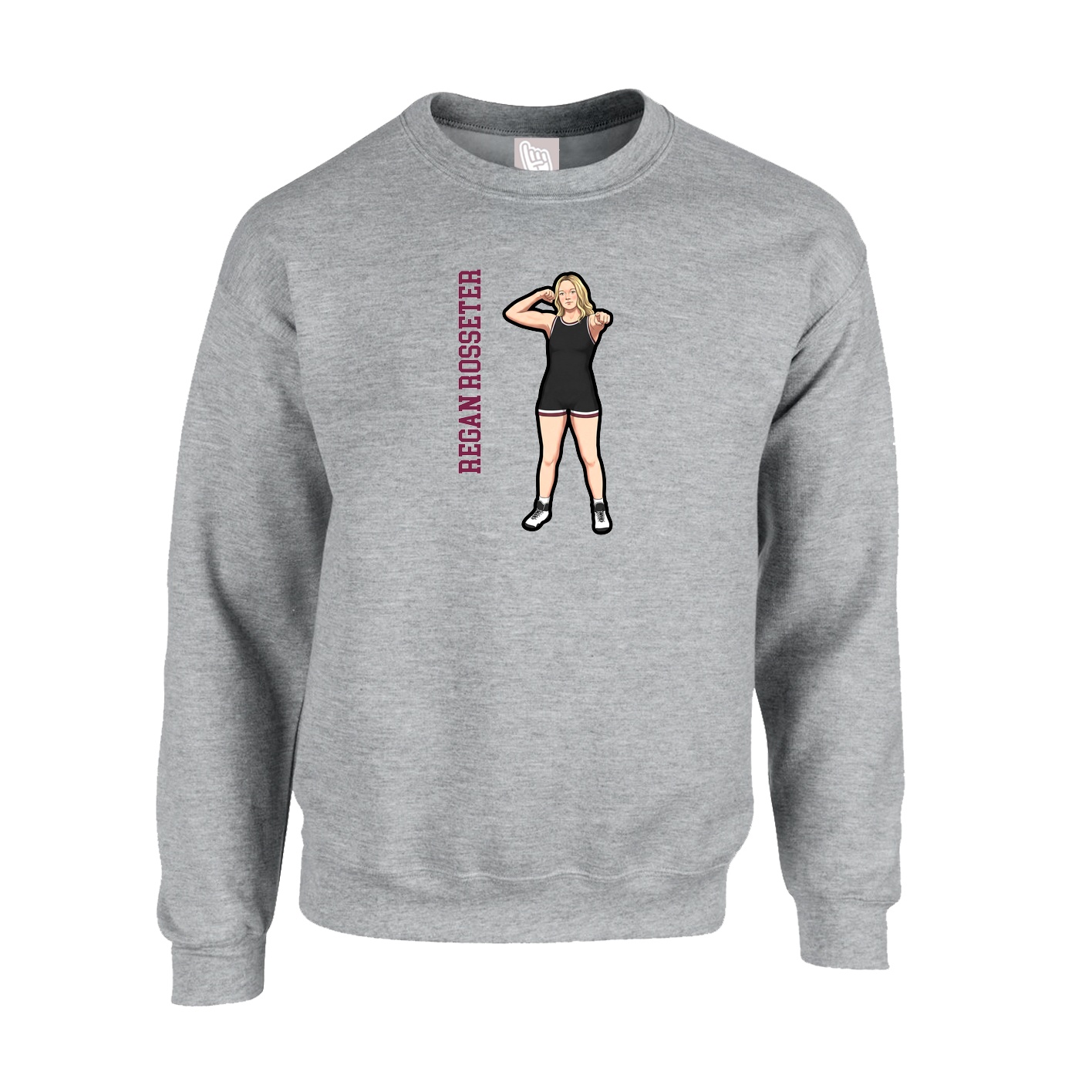 Fleece Crew — Name Vertical in Grey