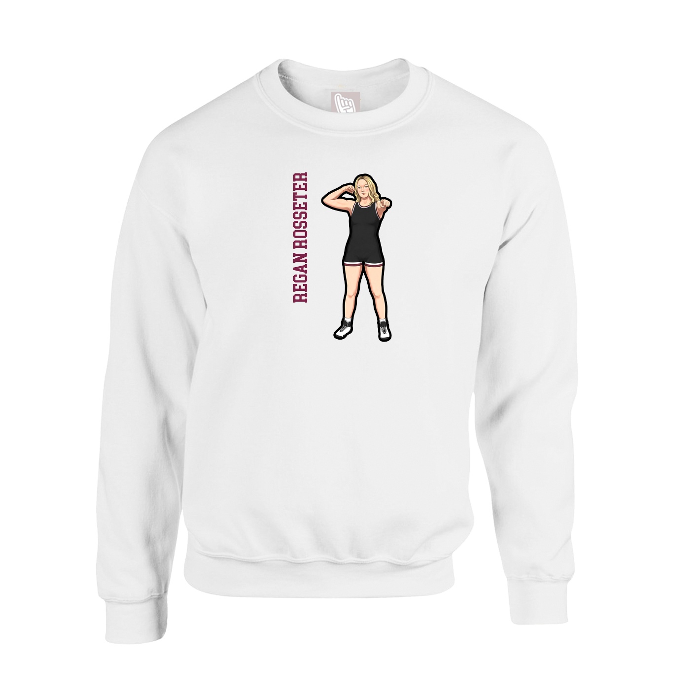 Fleece Crew — Name Vertical in White