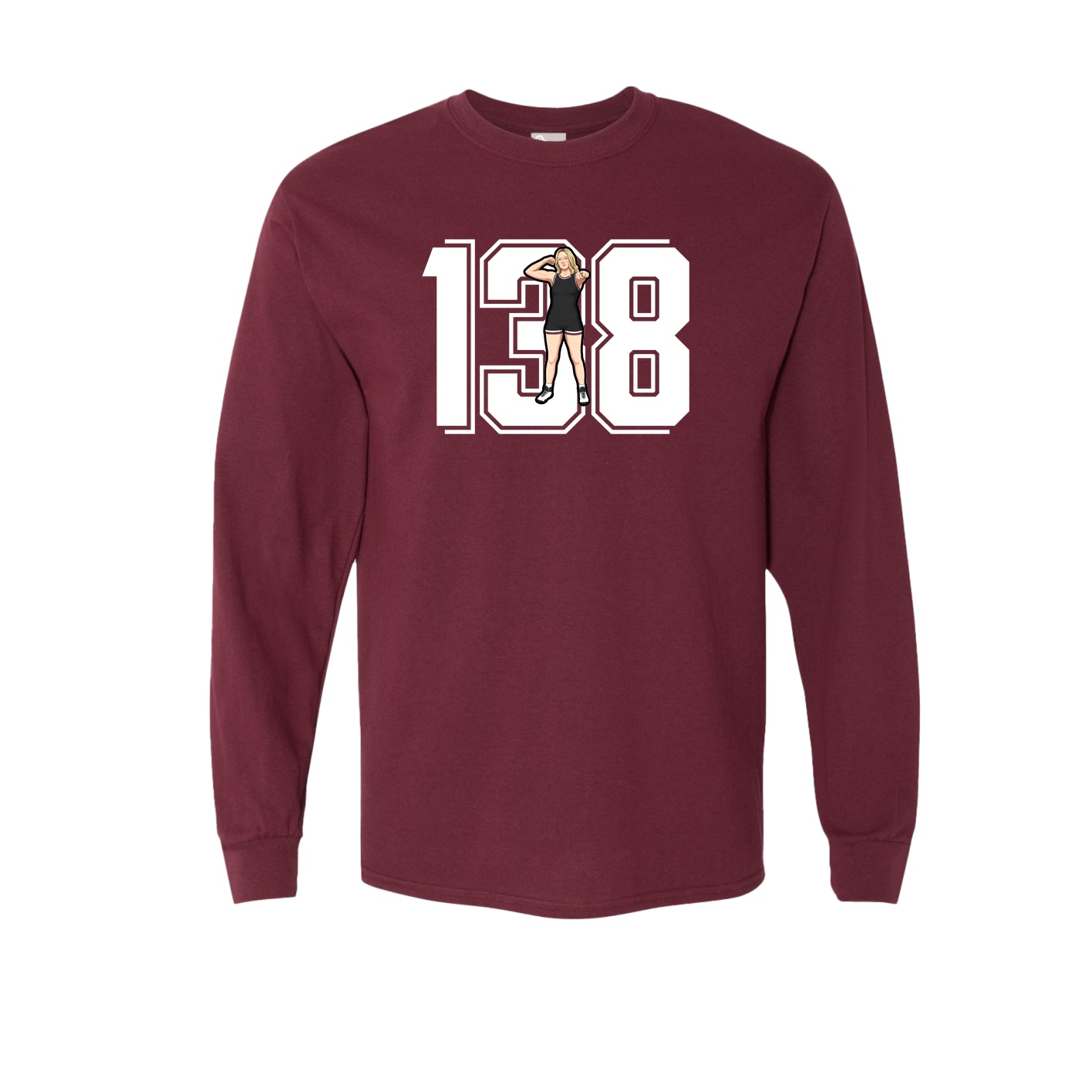 Long Sleeve Tee — Number in Maroon