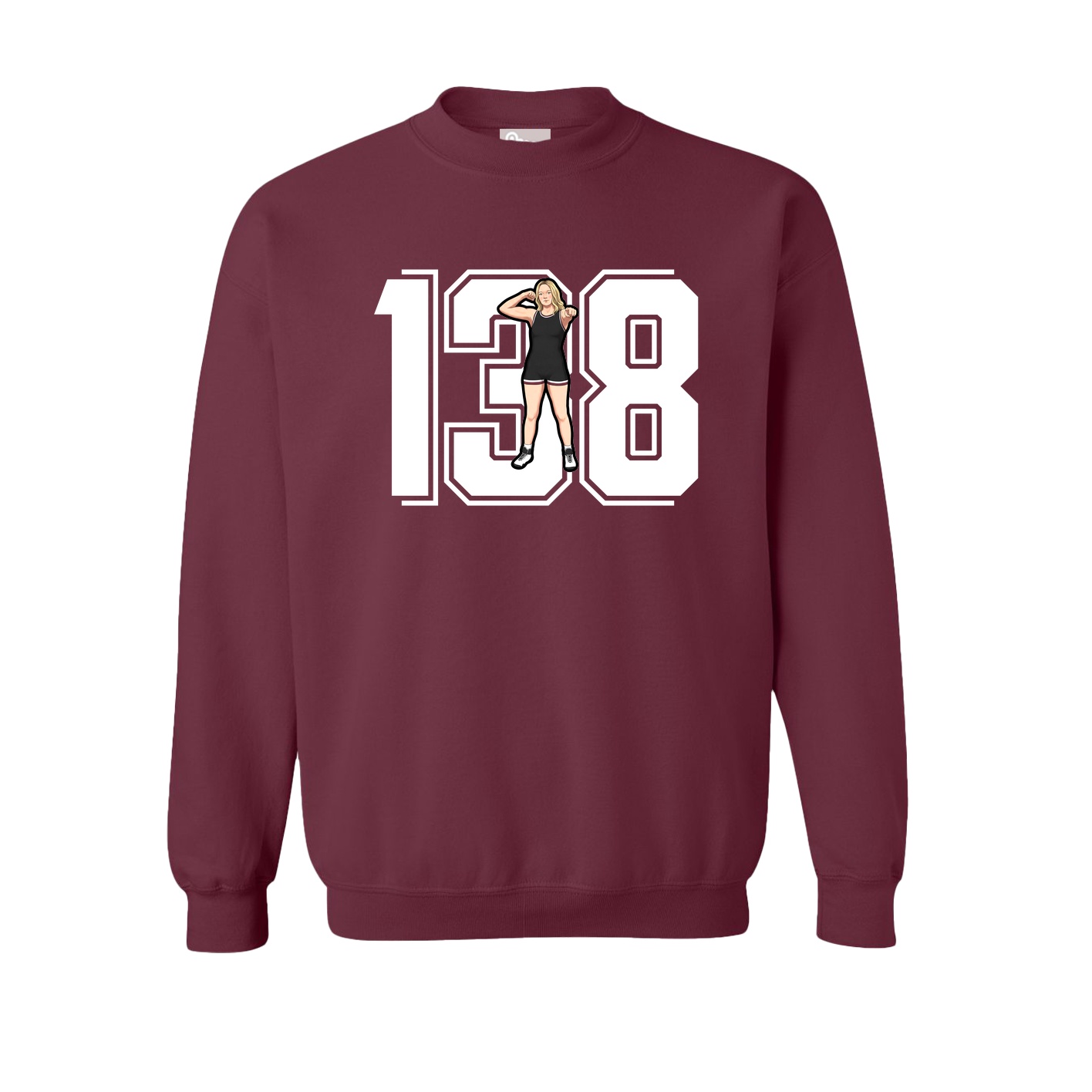 Fleece Crew — Number in Maroon
