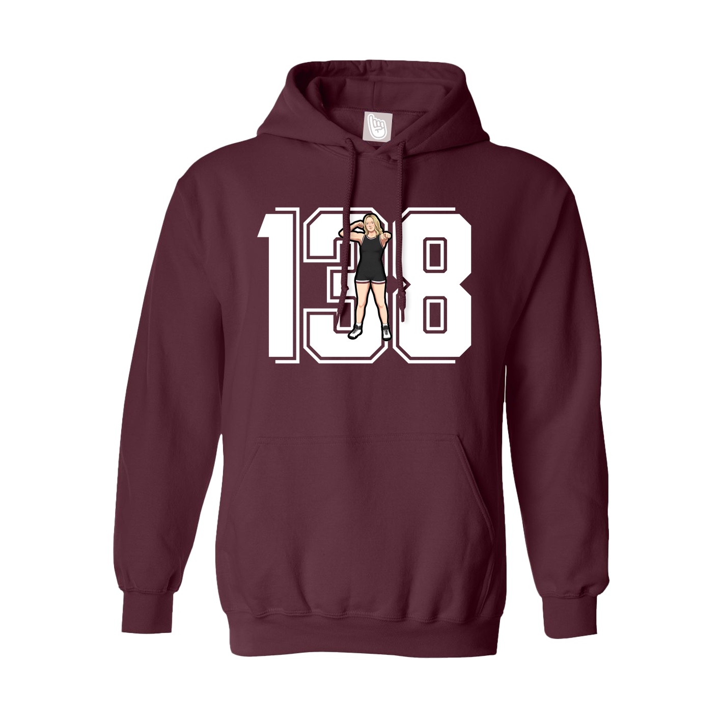 Youth Hoodie — Number in Maroon