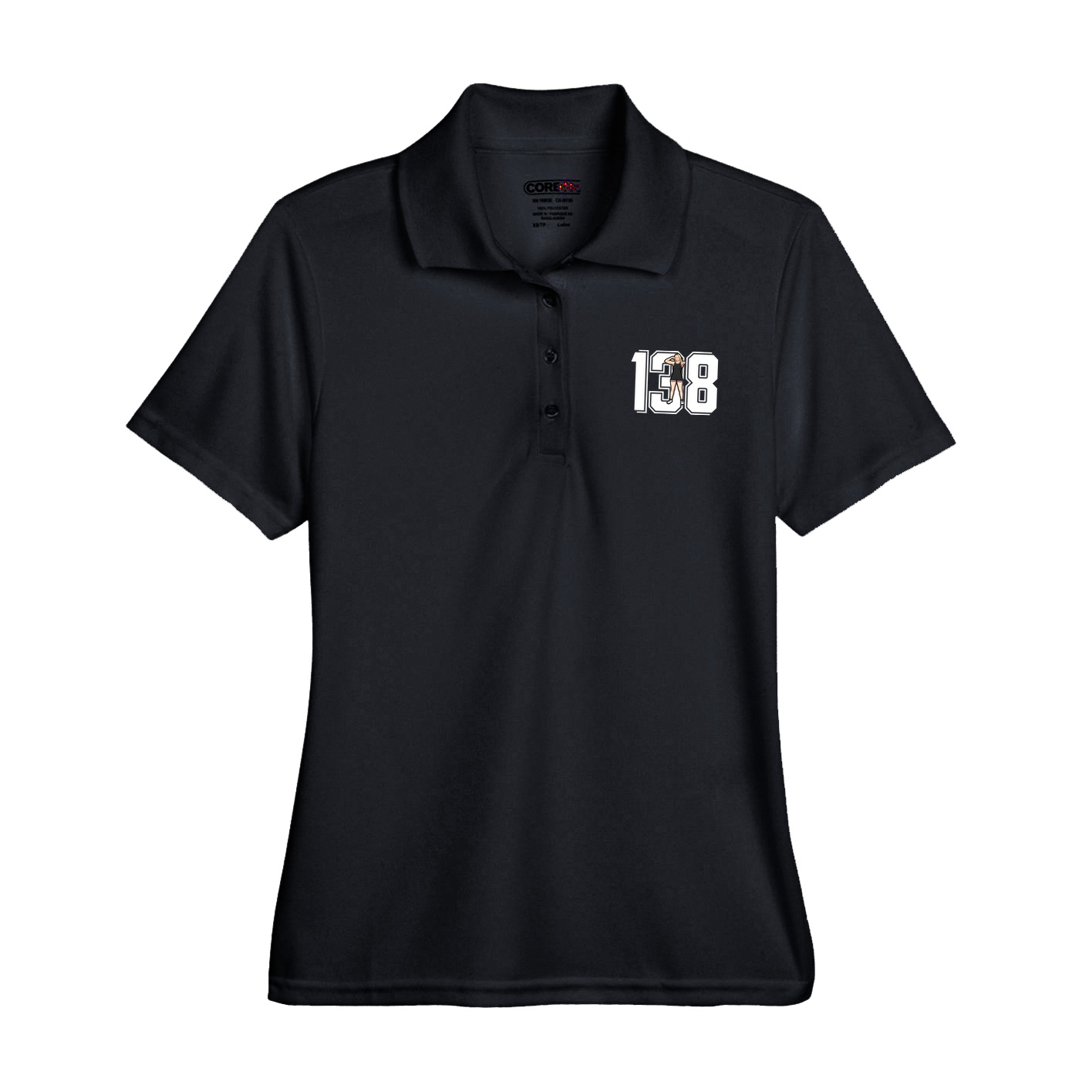 Womens Performance Polo — Number in Black