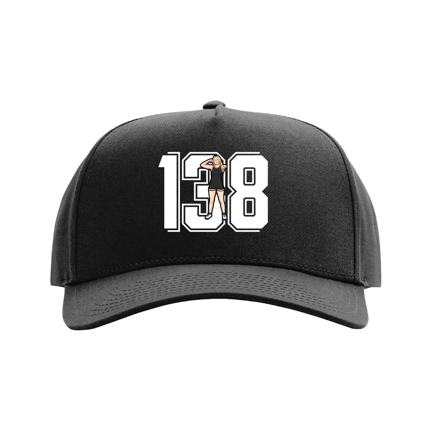 Full Fabric Five-Panel Champ Cap — Number in Black