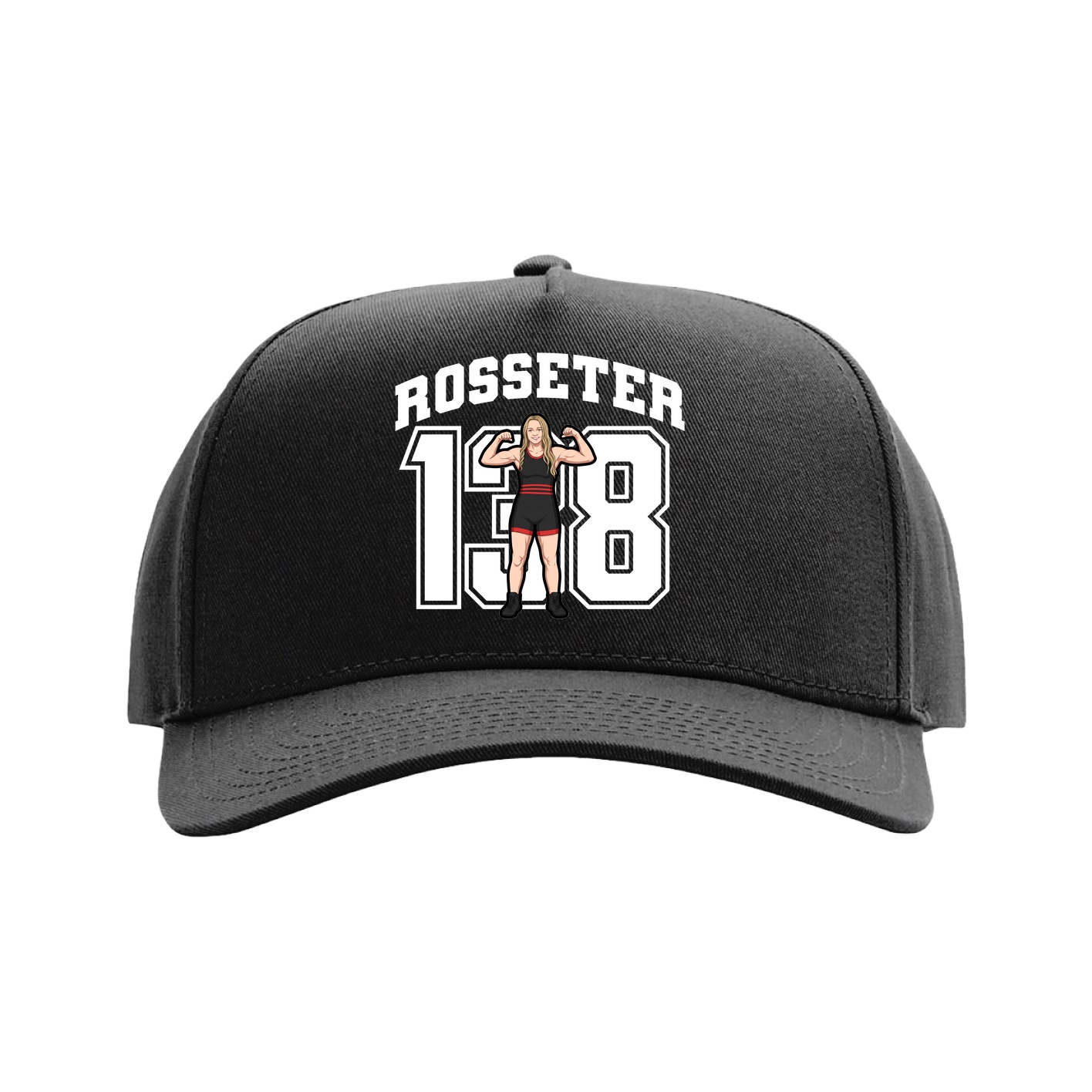 Full Fabric Five-Panel Champ Cap — Number in Black