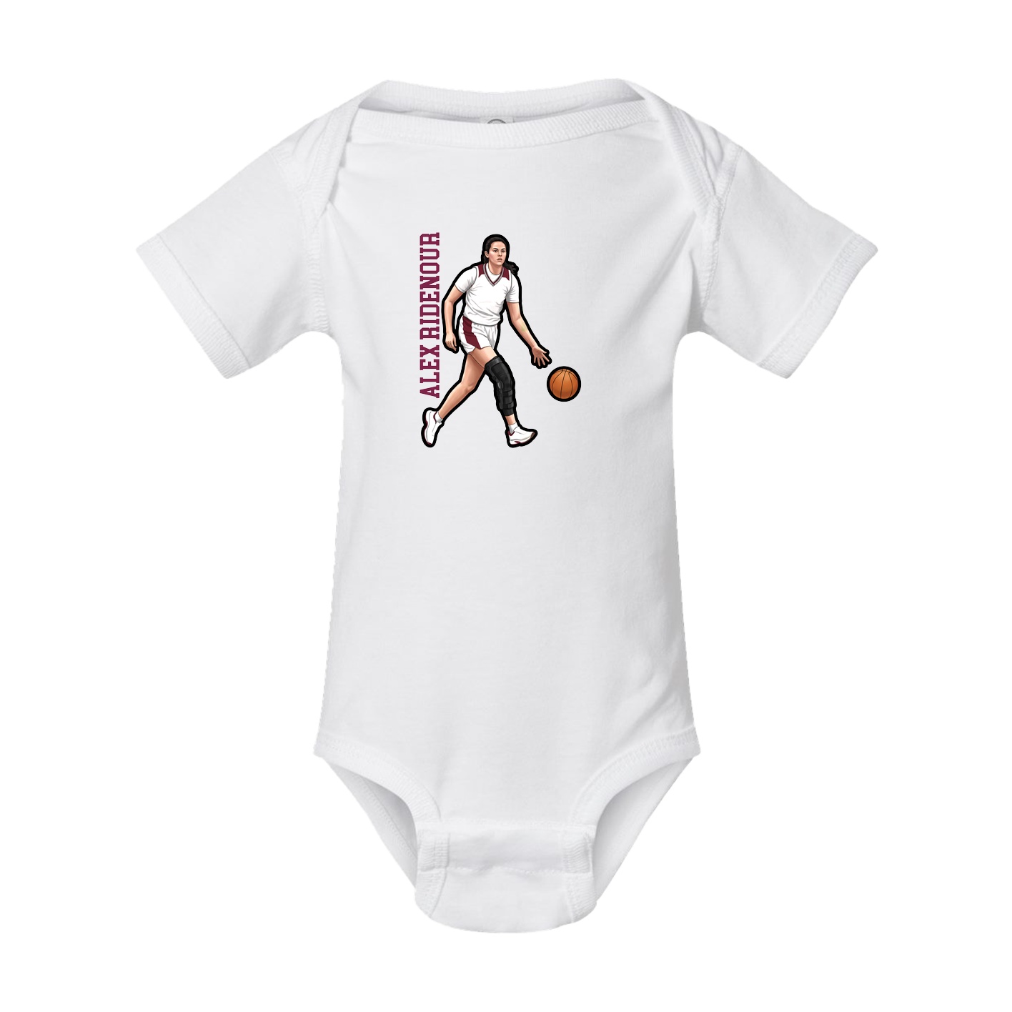 Baby Onesie — Name Vertical in White