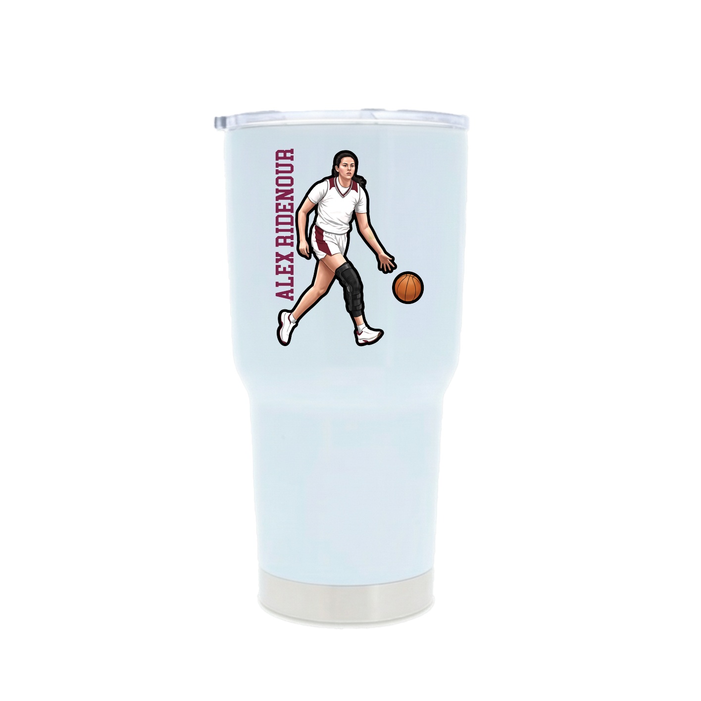 30oz Stainless Steel Tumbler — Name Vertical in White