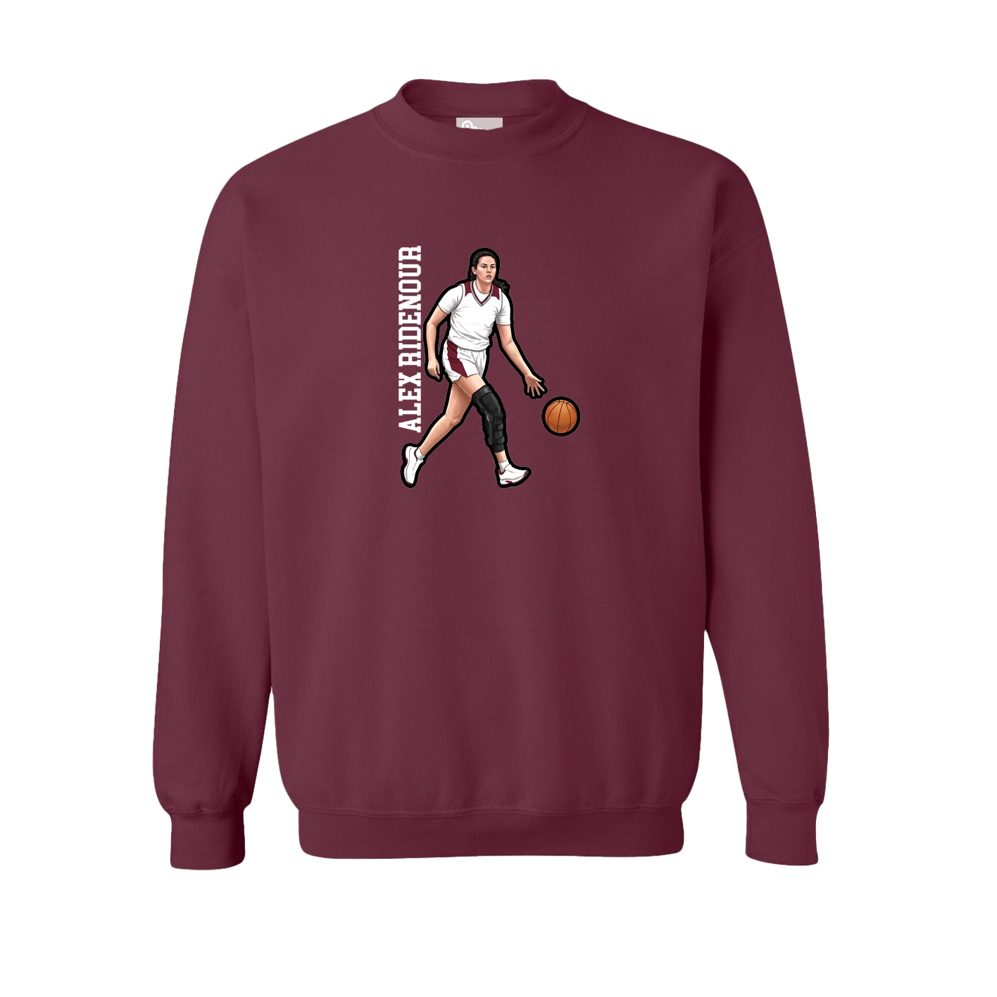 Fleece Crew — Name Vertical in Maroon
