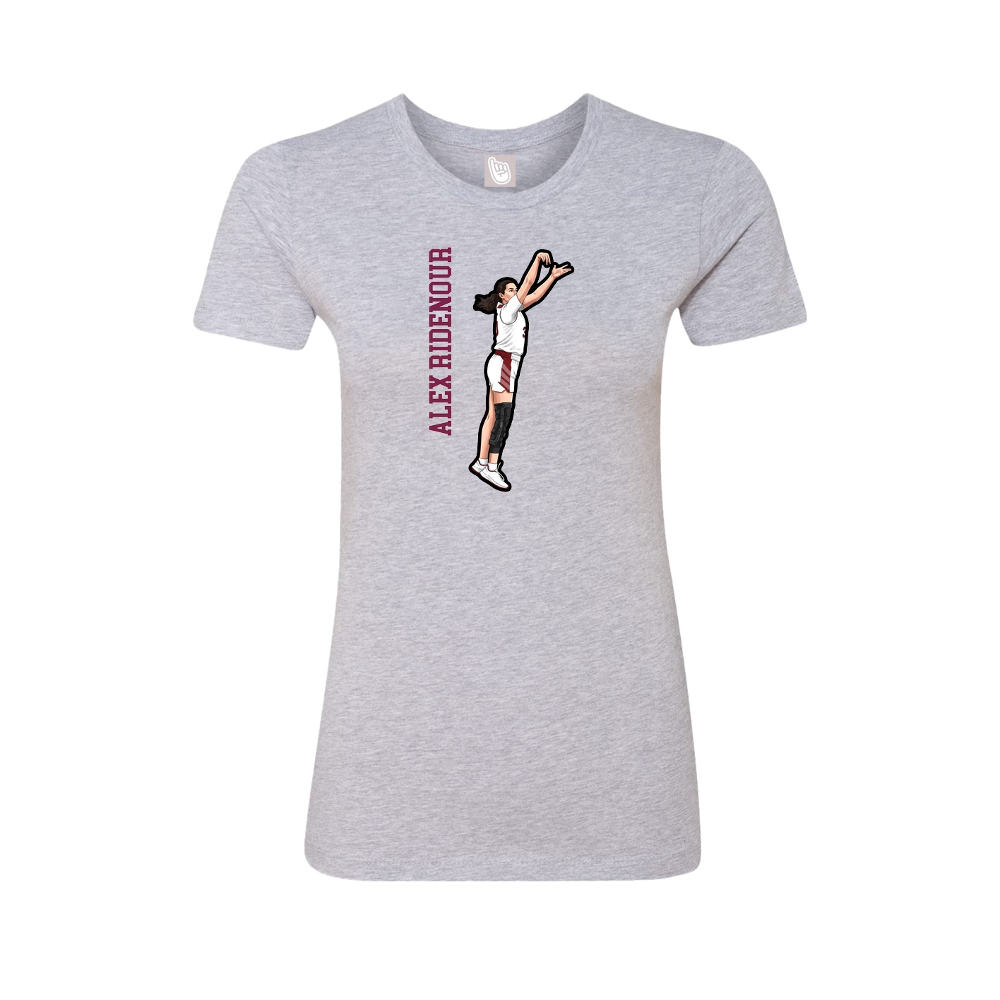 Fitted Women's Tee — Name Vertical in Grey