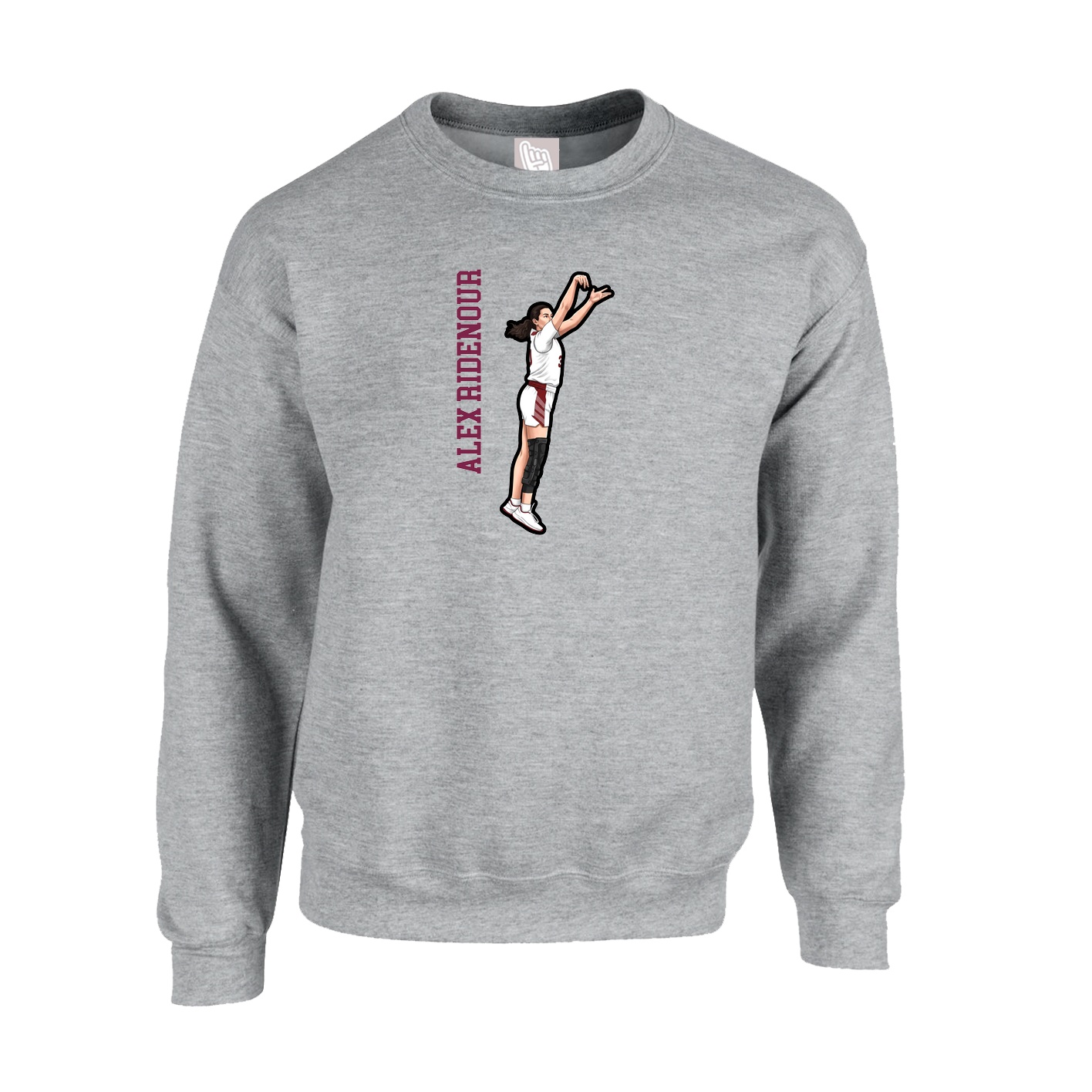 Fleece Crew — Name Vertical in Grey