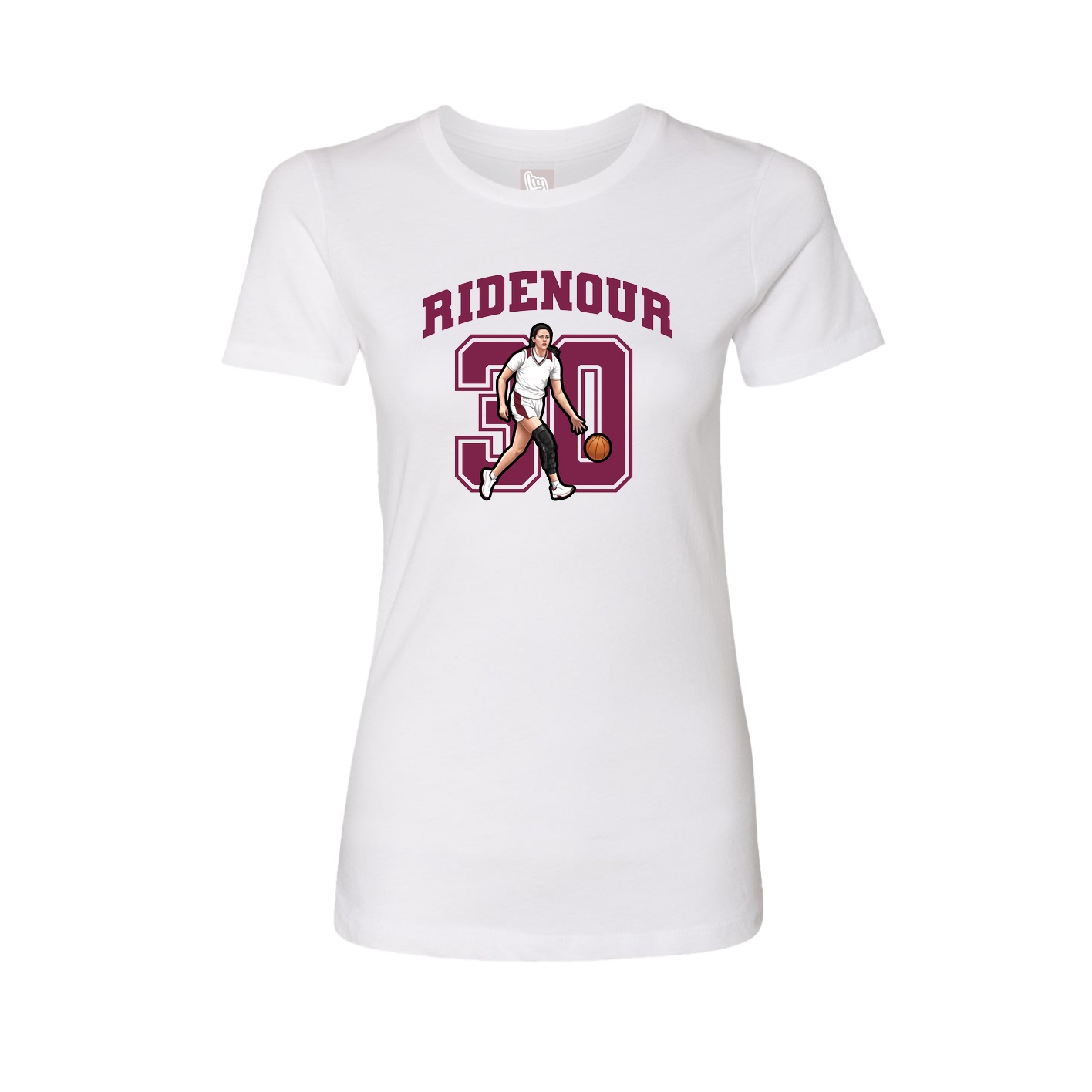 Fitted Women's Tee — Number in White