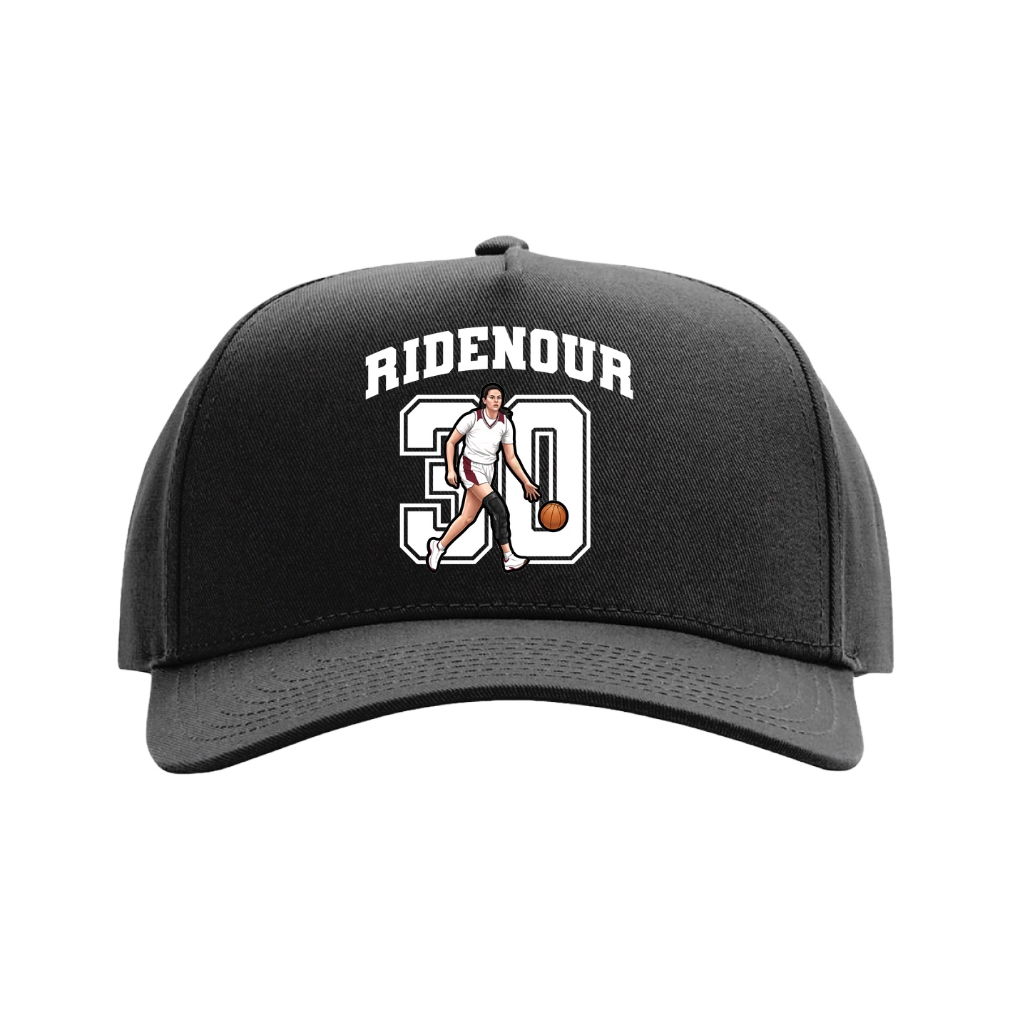 Full Fabric Five-Panel Champ Cap — Number in Black