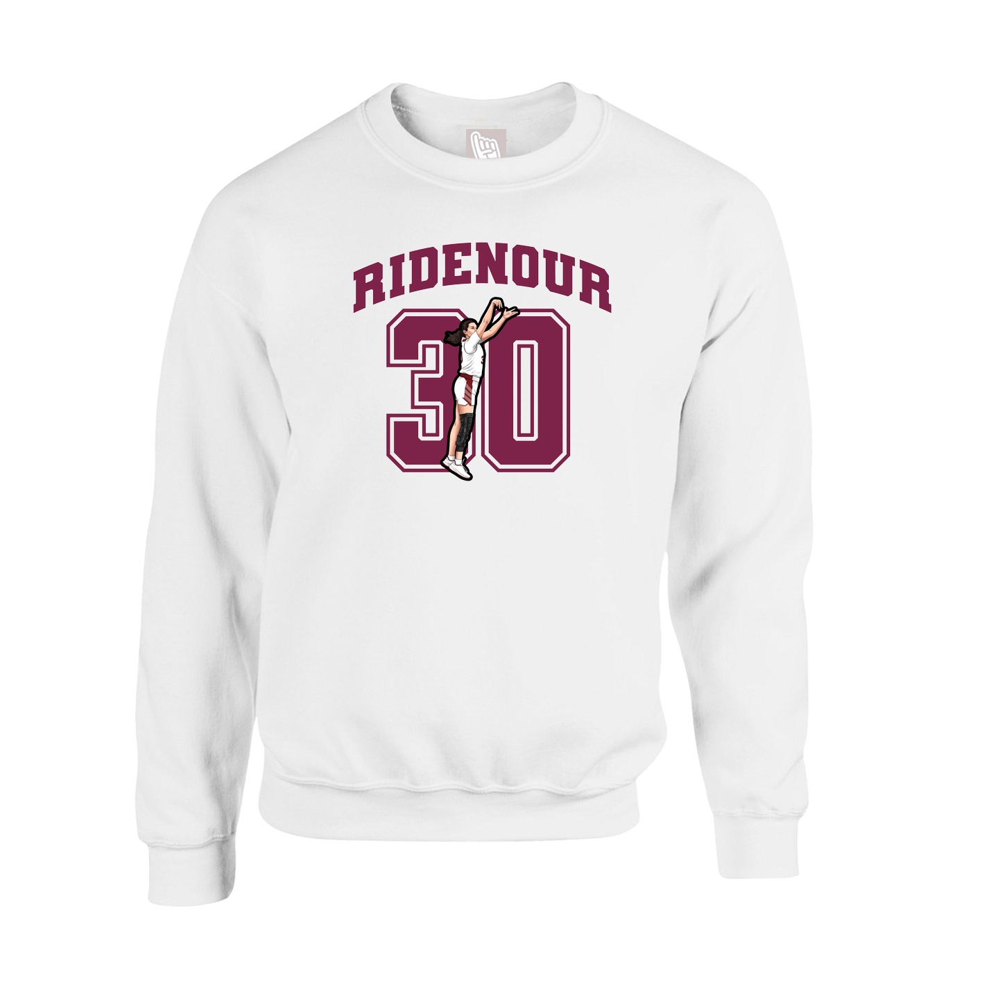 Fleece Crew — Number in White