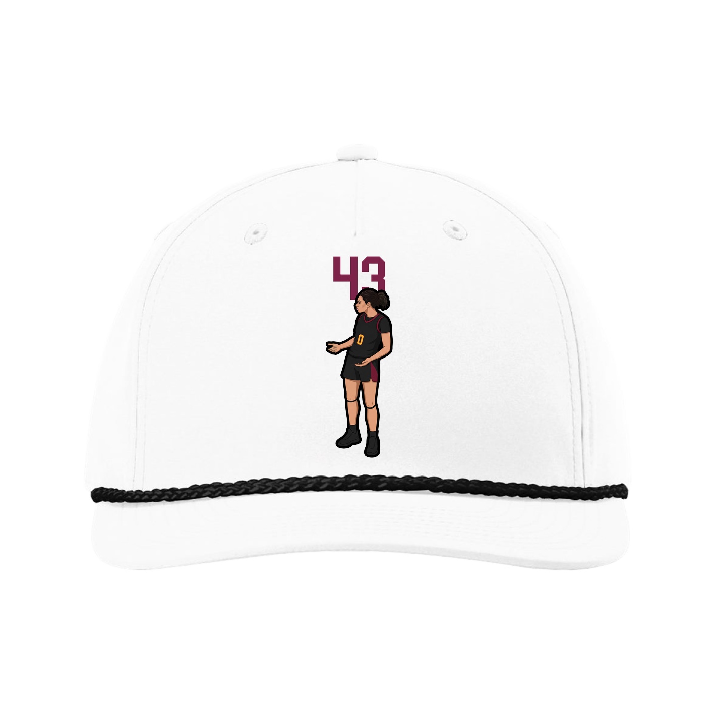 Five-Panel Classic Rope Cap — Number Top in White